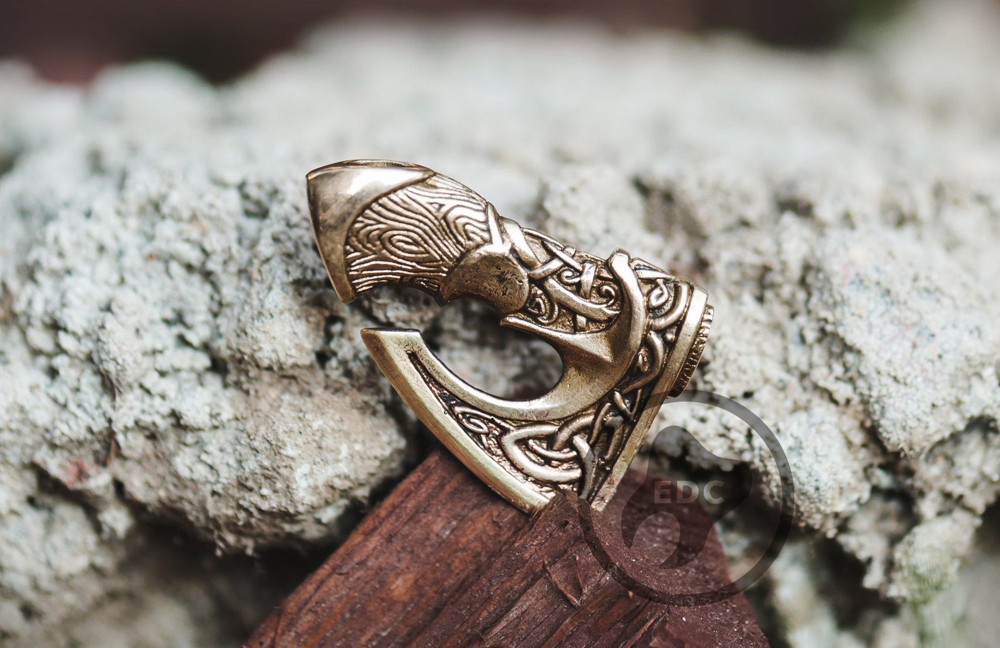 Brass Axe of Perun terminal bead for paracord lanyards.