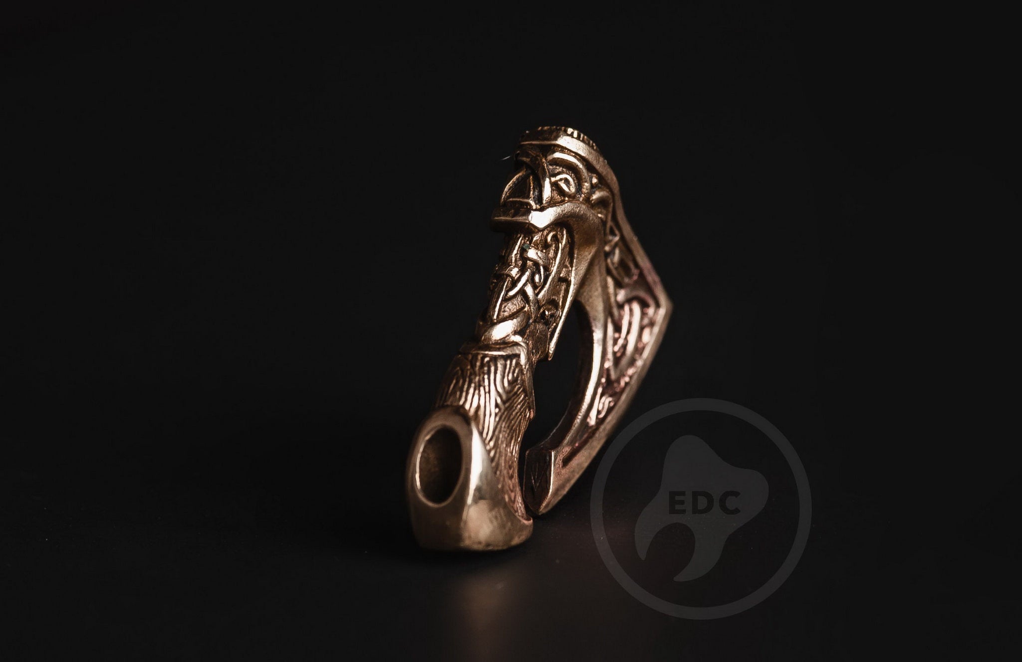 Axe of Perun brass bead attached as a terminal end on a knife lanyard.-2