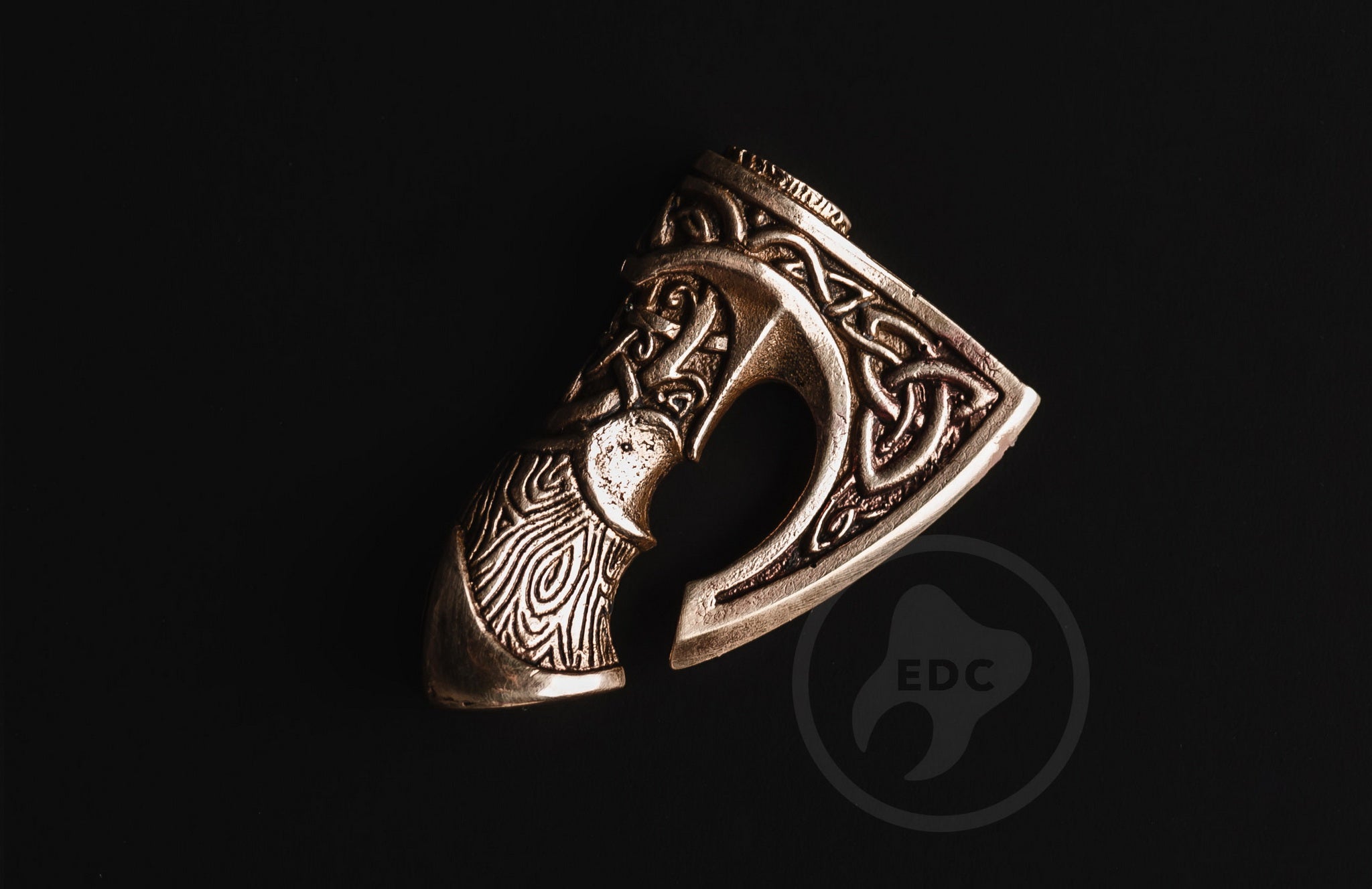 Axe of Perun brass bead attached as a terminal end on a knife lanyard.-3