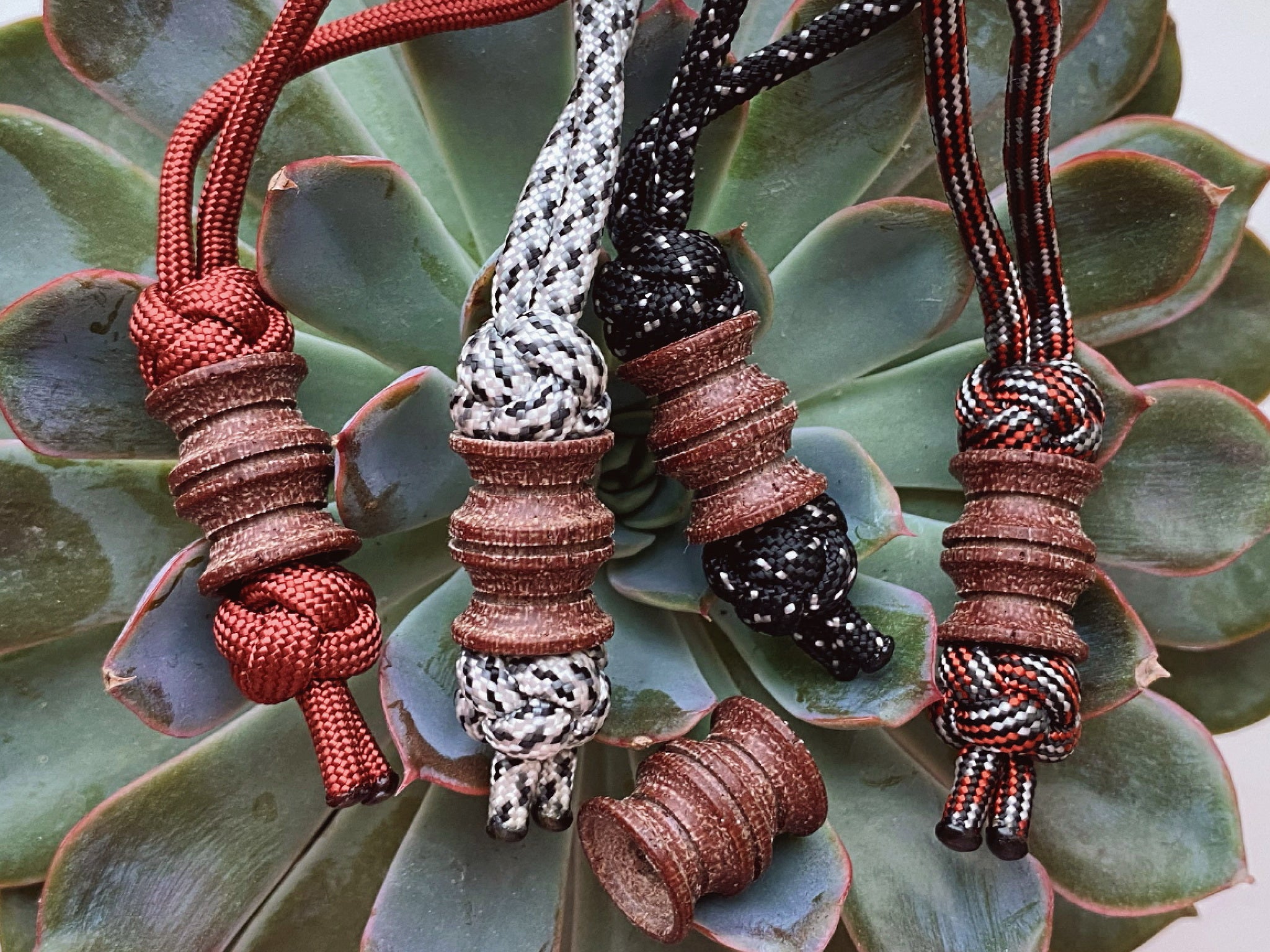 Custom folding knife with a matching Brown Micarta lanyard bead.-2