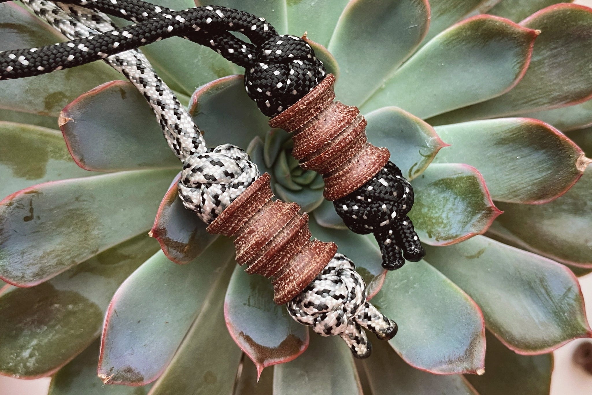 Custom folding knife with a matching Brown Micarta lanyard bead.-1