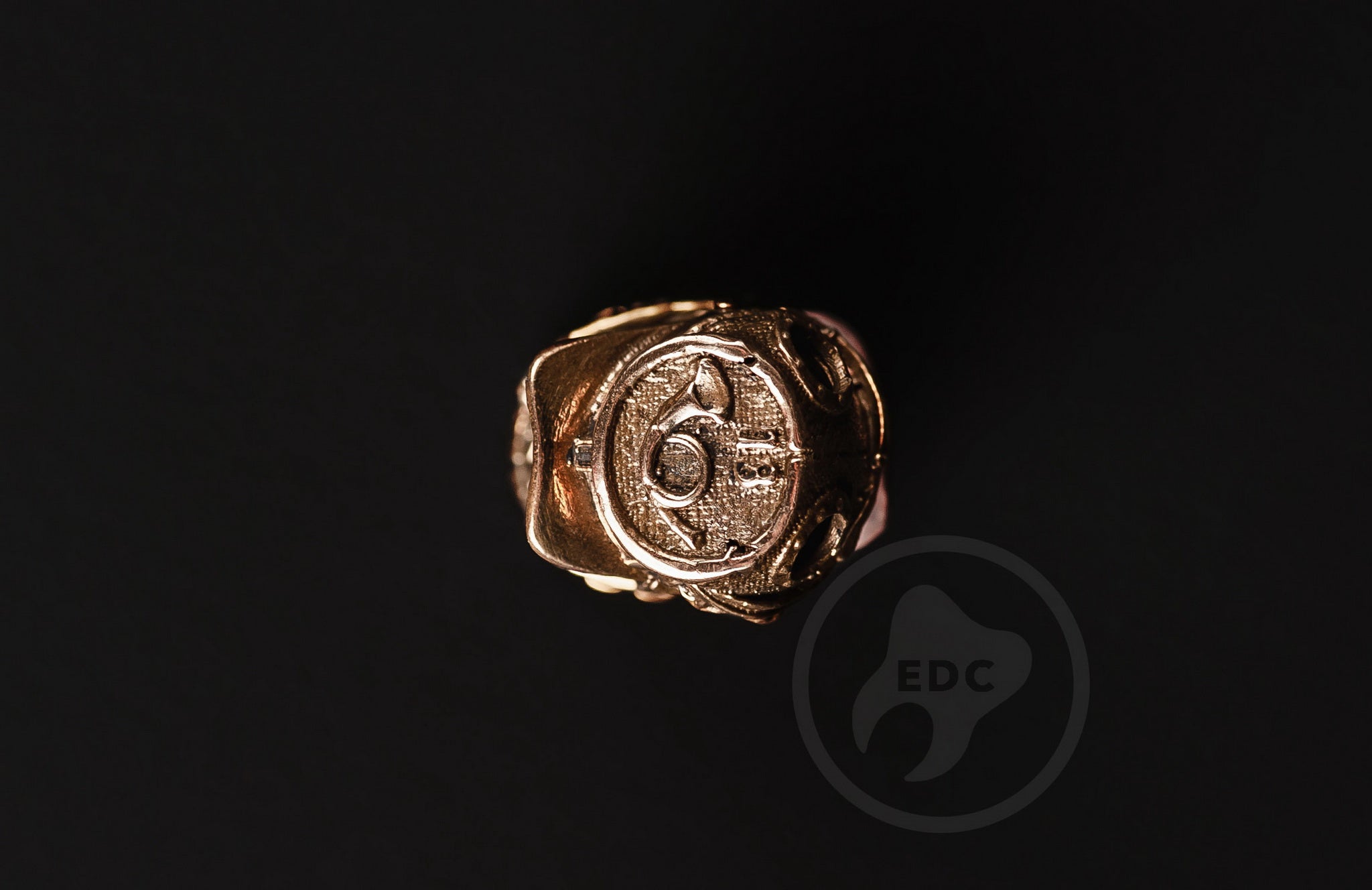 Profile of the historical infantry skull bead with antique blackened finish.-6