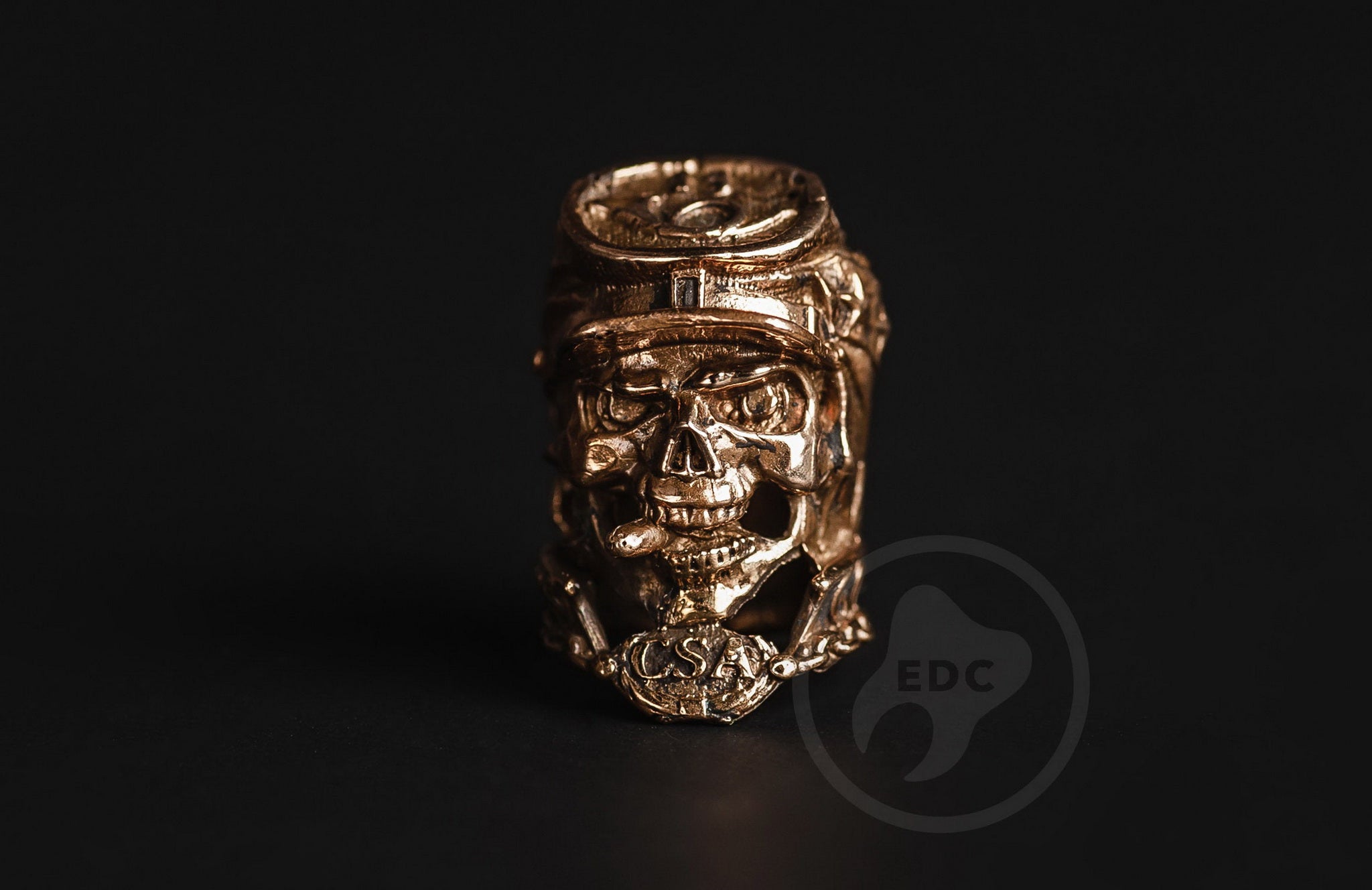 Profile of the historical infantry skull bead with antique blackened finish.-4