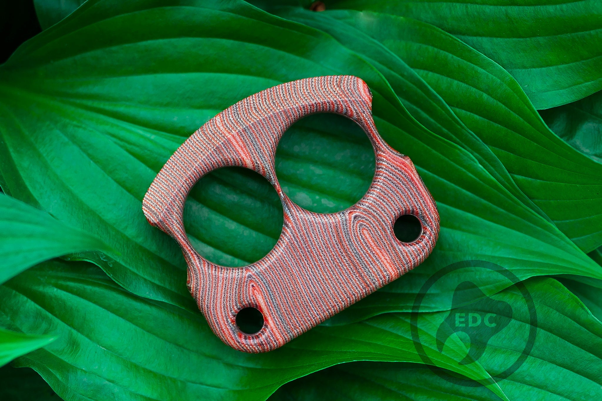 Pocket Art Two Finger Keychain | D01 Eco Wood Red Micarta