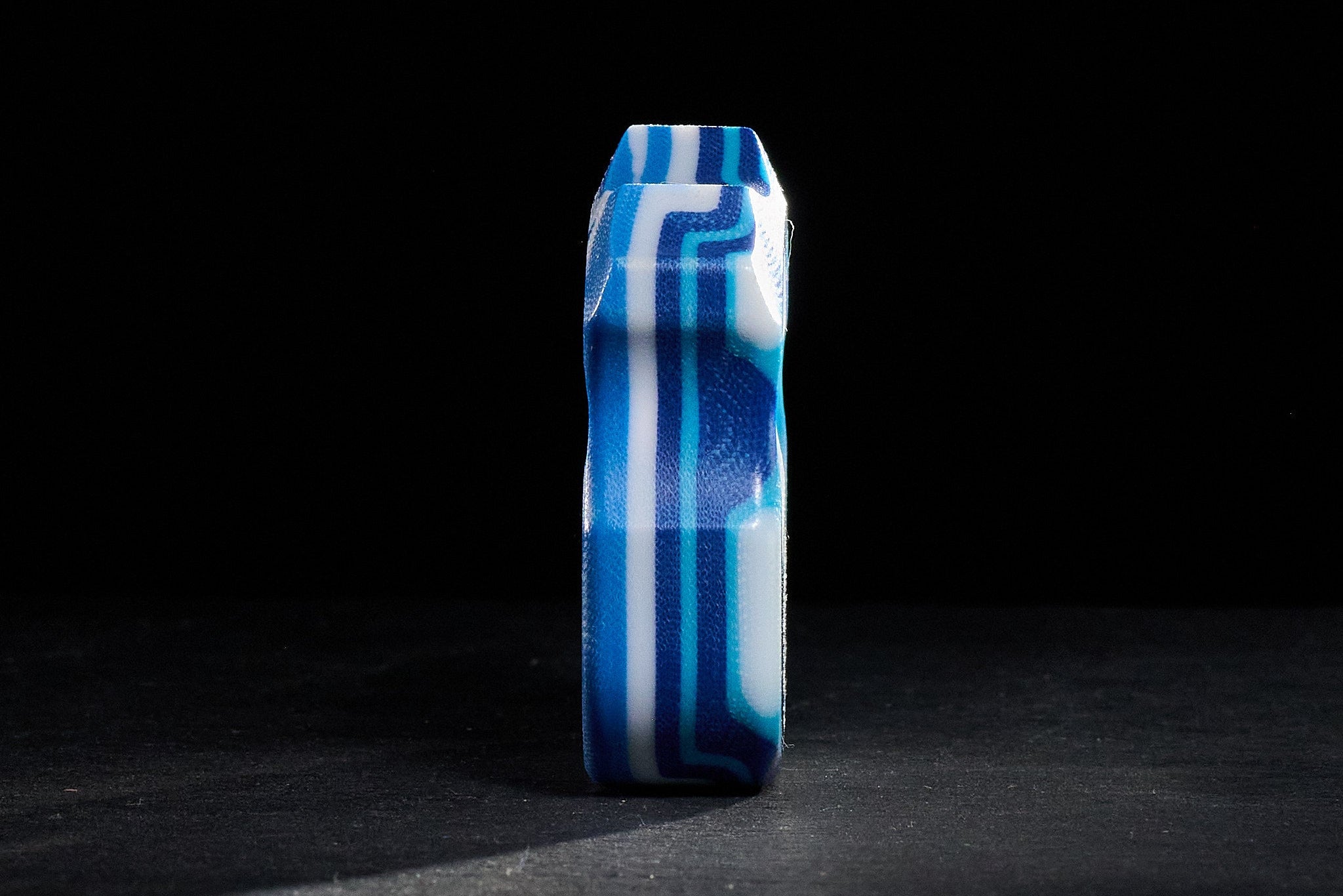 Pocket Art Two Finger Keychain | D03 White Blue Micarta