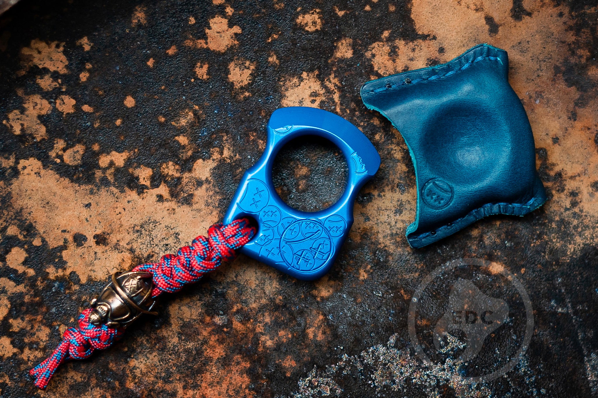 Pocket Art Everyday Carry Set | S01 Blue Anodizing & Firefighter Helmet Bead