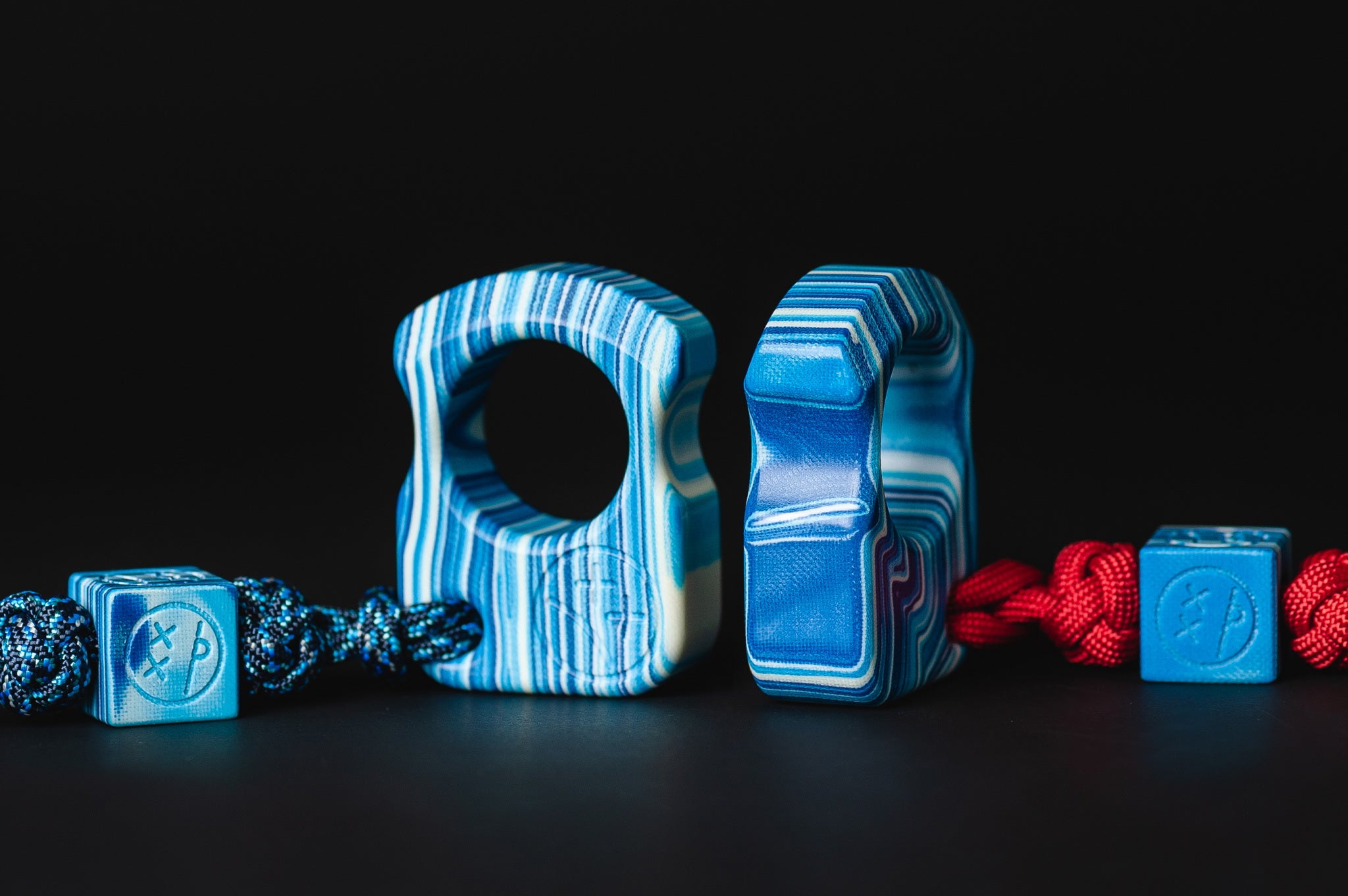 Pocket Art Everyday Carry Set | S01 Blue White Micarta & Lanyard Bead