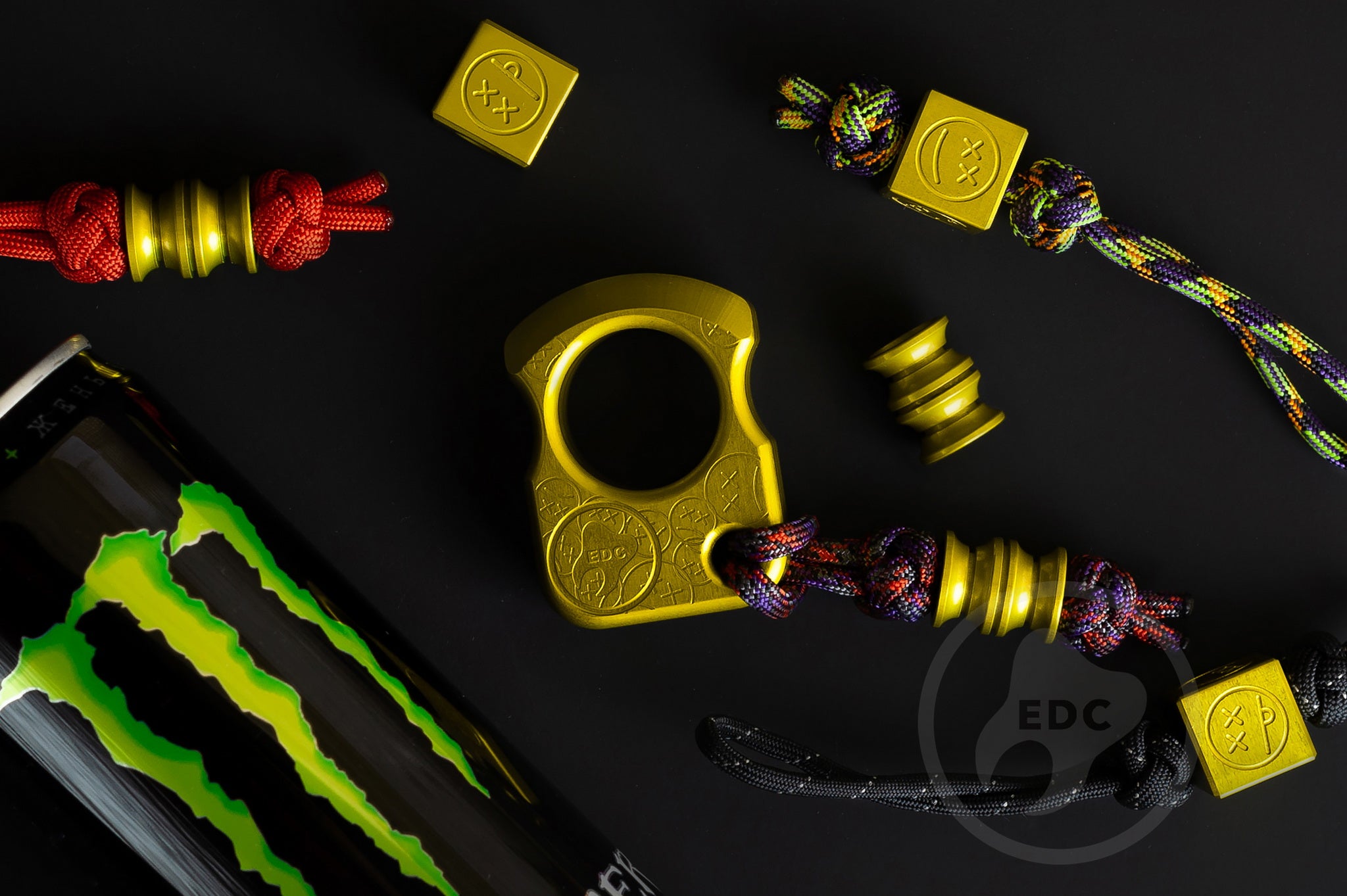 Pocket Art S01 Sad Face Stamp | Yellow Anodized EDC Fidget Tool