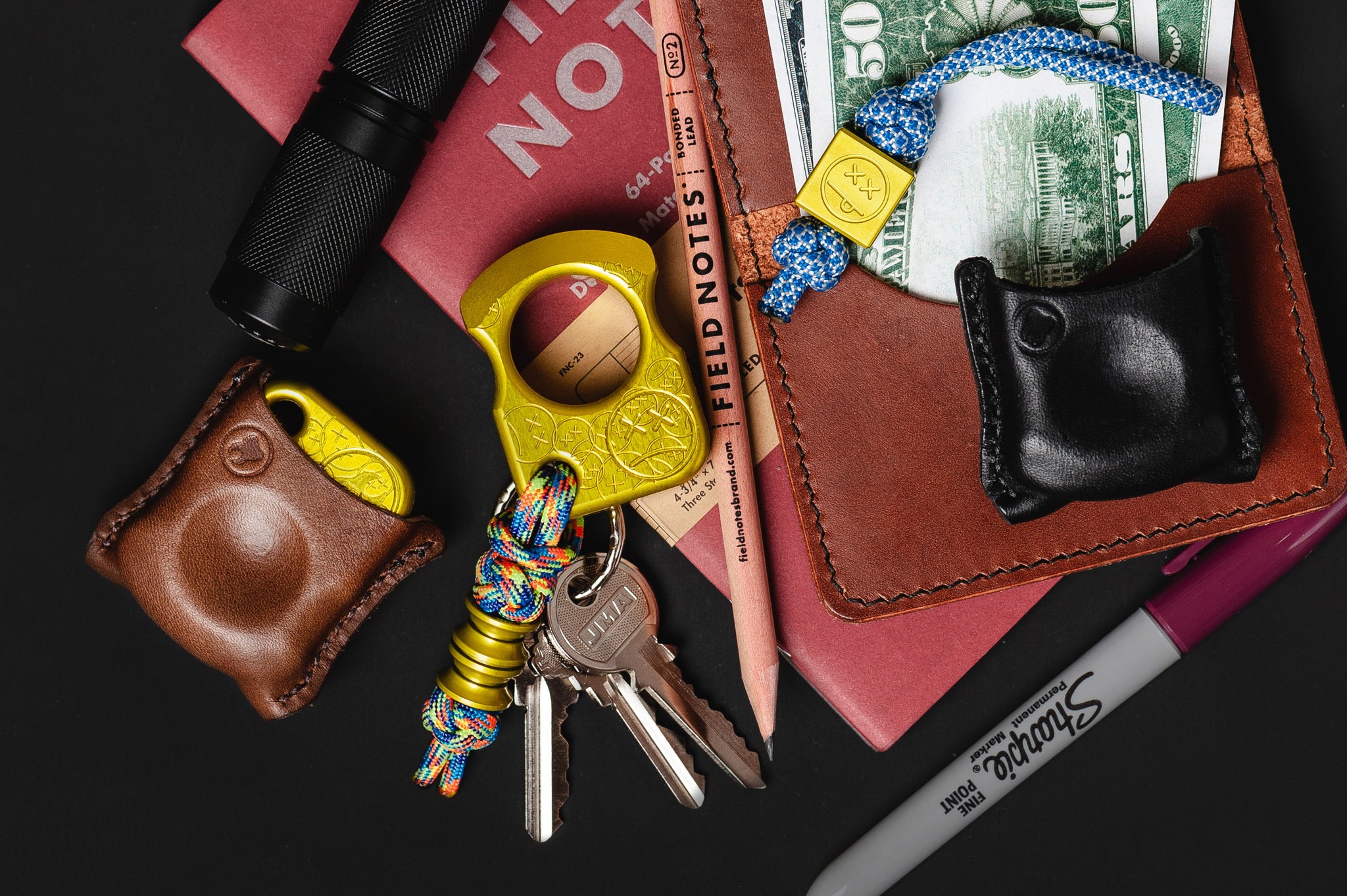 Pocket Art S01 Sad Face Stamp | Yellow Anodized EDC Fidget Tool