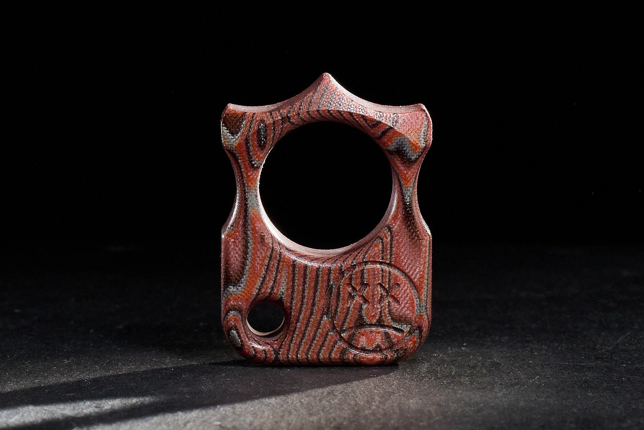 Pocket Art Single Finger Keychain | S03 Eco Wood Red Micarta Artifact