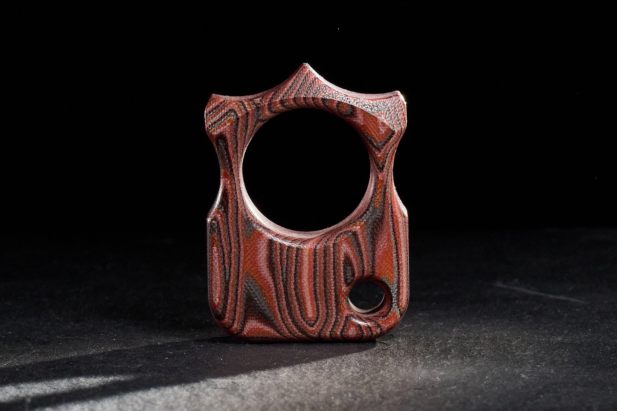 Pocket Art Single Finger Keychain | S03 Eco Wood Red Micarta Artifact