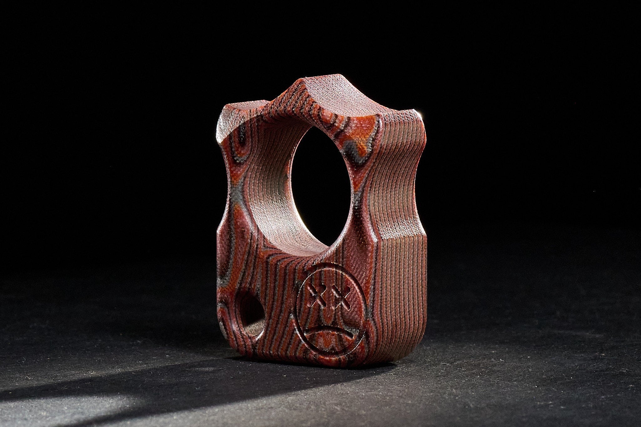 Pocket Art Single Finger Keychain | S03 Eco Wood Red Micarta Artifact