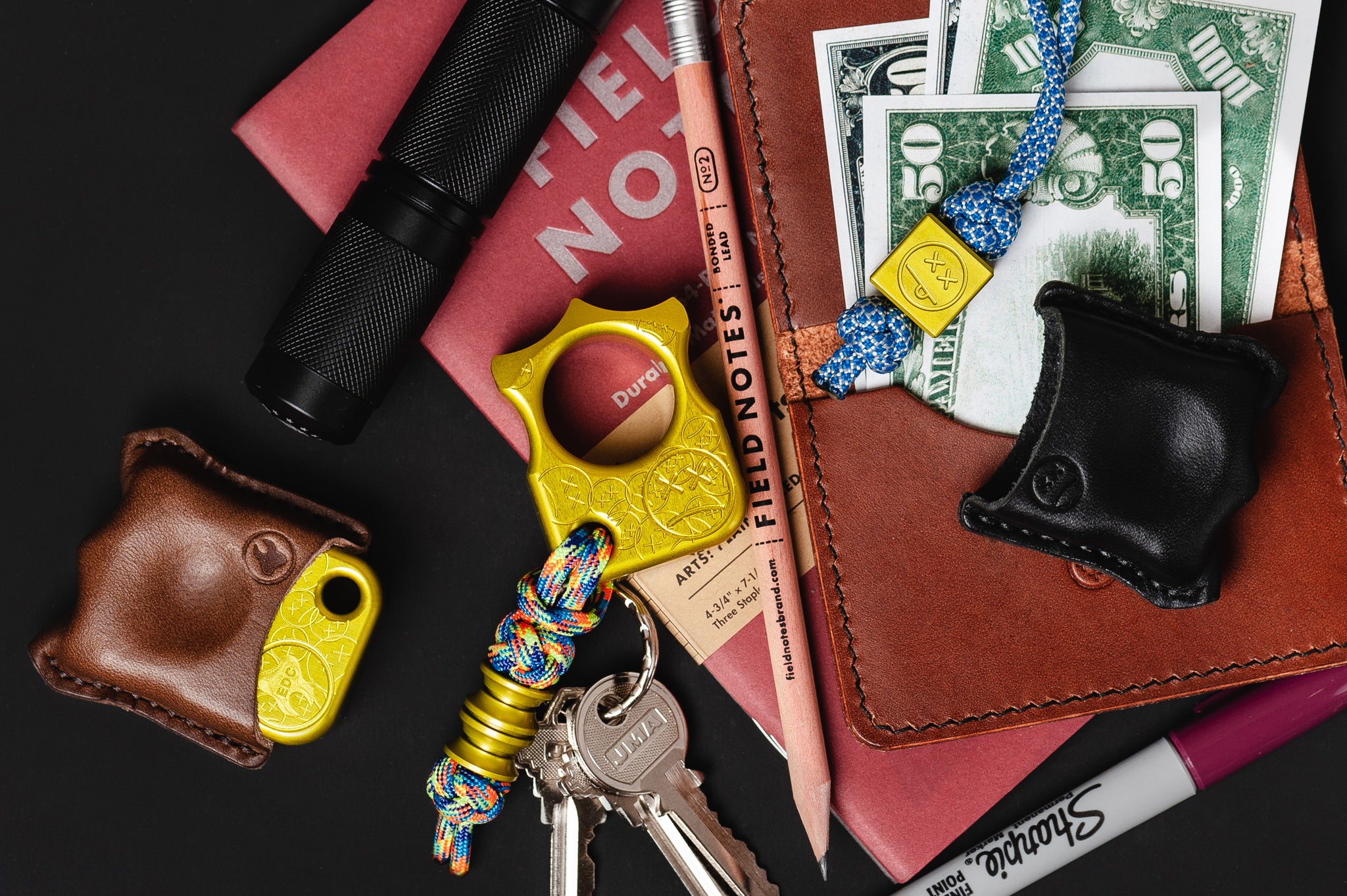 Pocket Art Fidget Tool S03 Sad Face Stamp | Yellow Anodized