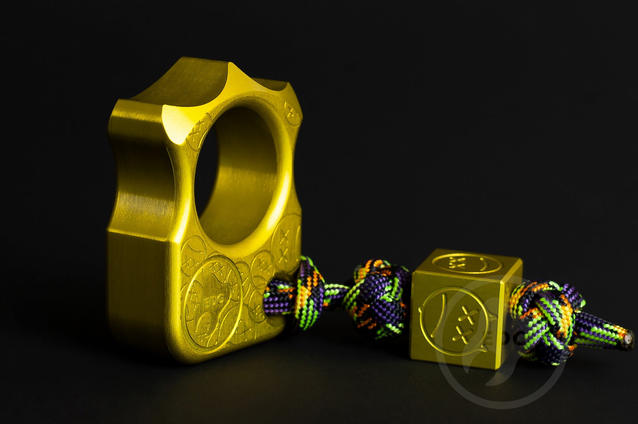 Pocket Art Fidget Tool S03 Sad Face Stamp | Yellow Anodized