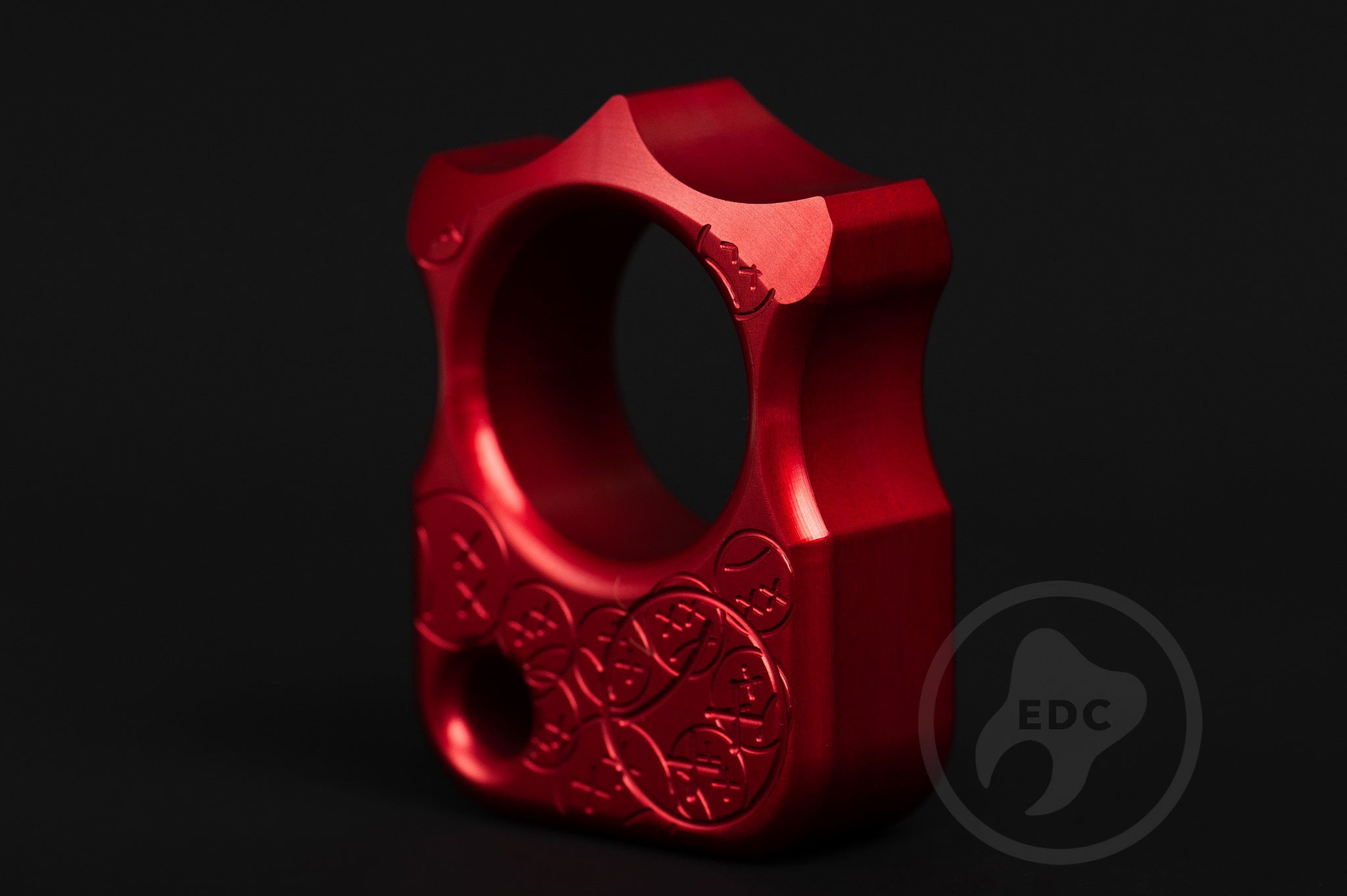 Pocket Art EDC Keychain S03 Sad Face Stamp | Red Anodized