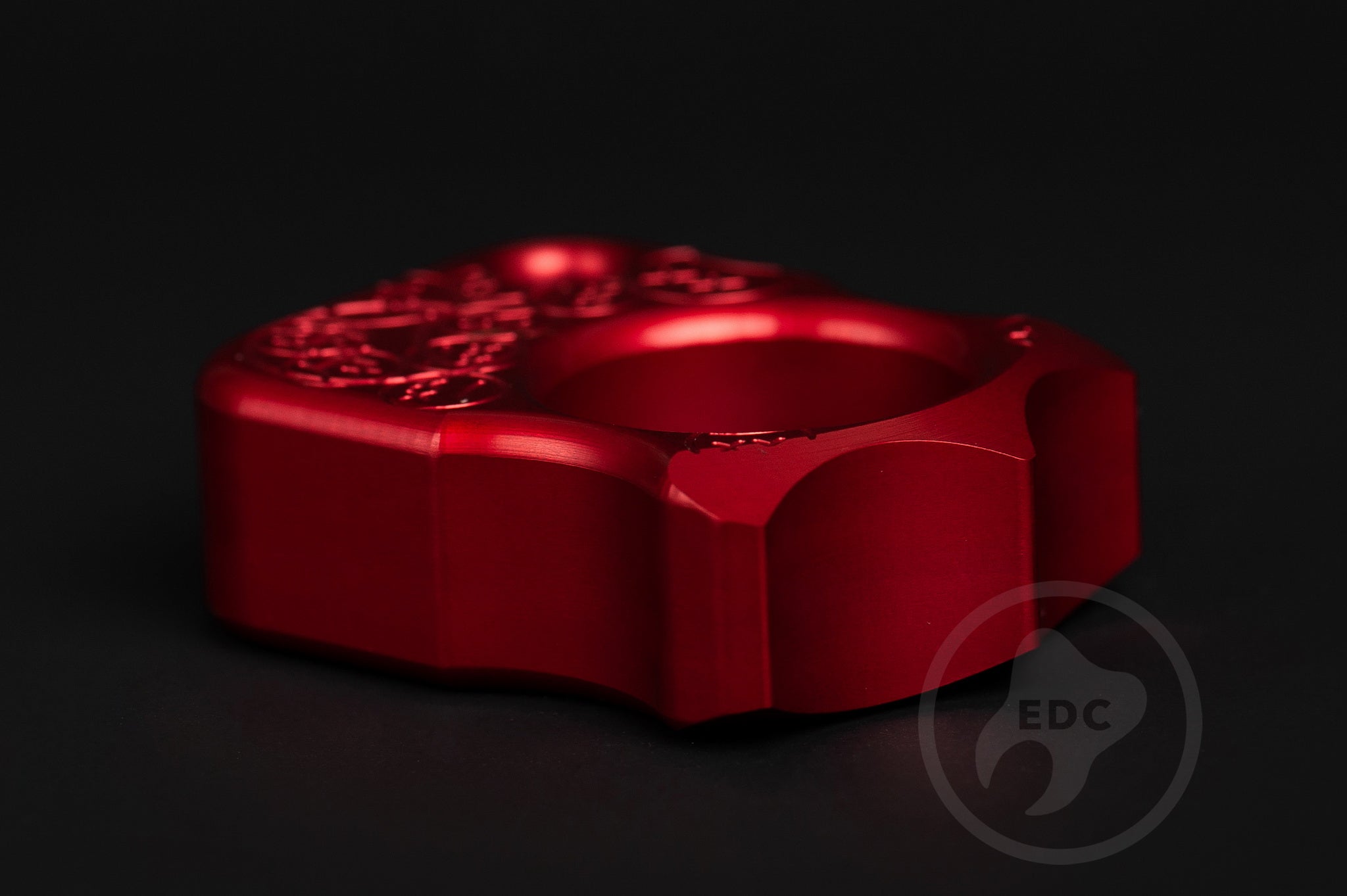 Pocket Art EDC Keychain S03 Sad Face Stamp | Red Anodized