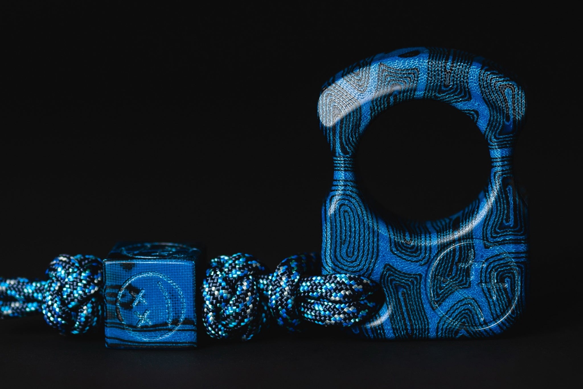 Pocket Art SFK 01 Blue Contoured Micarta | Topographic Texture Tool Set