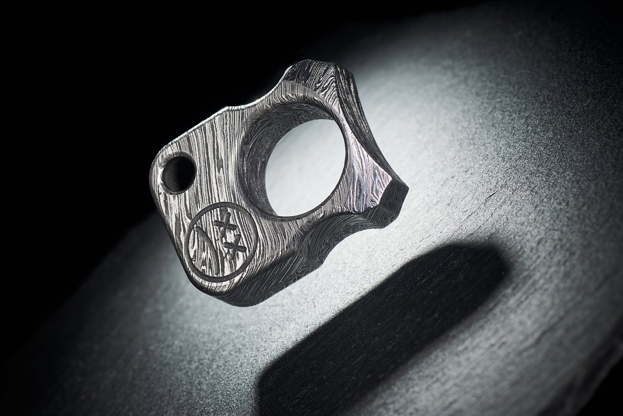 Compact 49mm heavyweight 140g Damascus steel EDC artifact with unique pattern-1