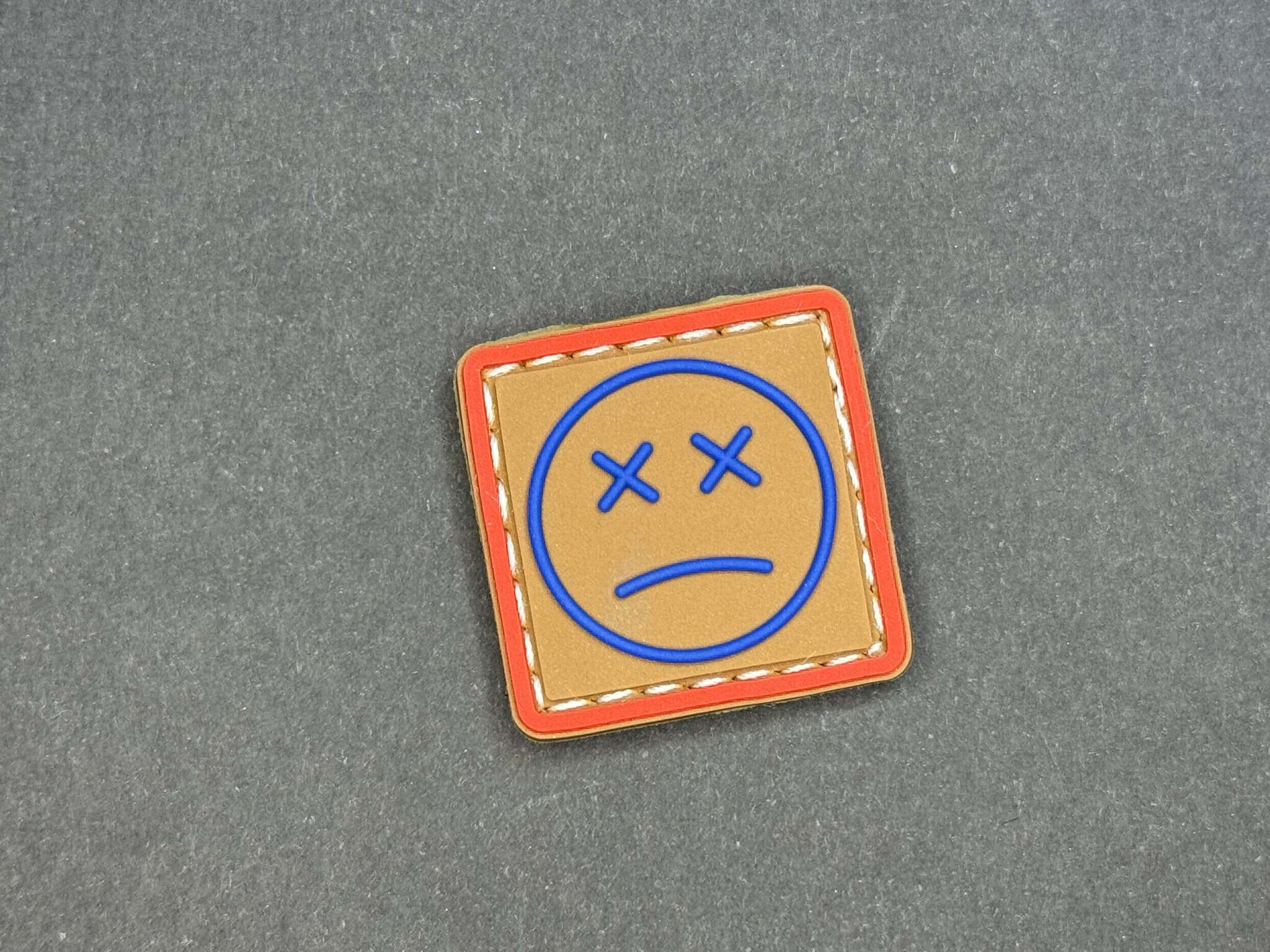 Sad Face Ranger Eye PVC Patch Brown Red and Blue for EDC gear