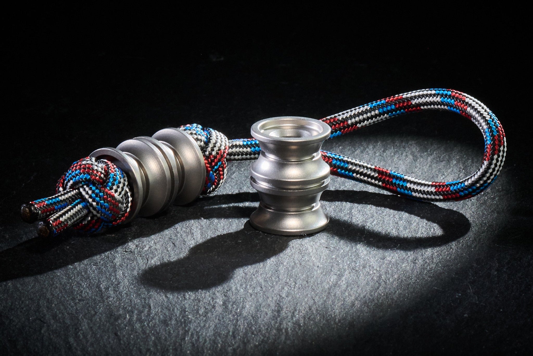 Sandblasted Titanium Grooved Barrel bead for knife lanyards.-2