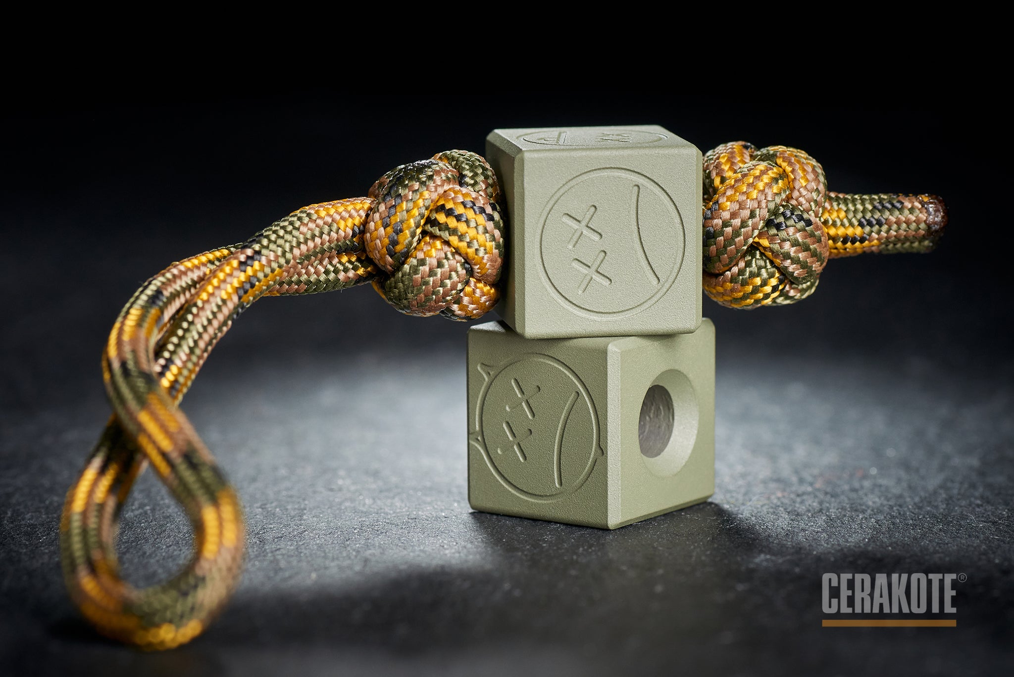 Texture of H-248 Green Cerakote on a titanium bead.