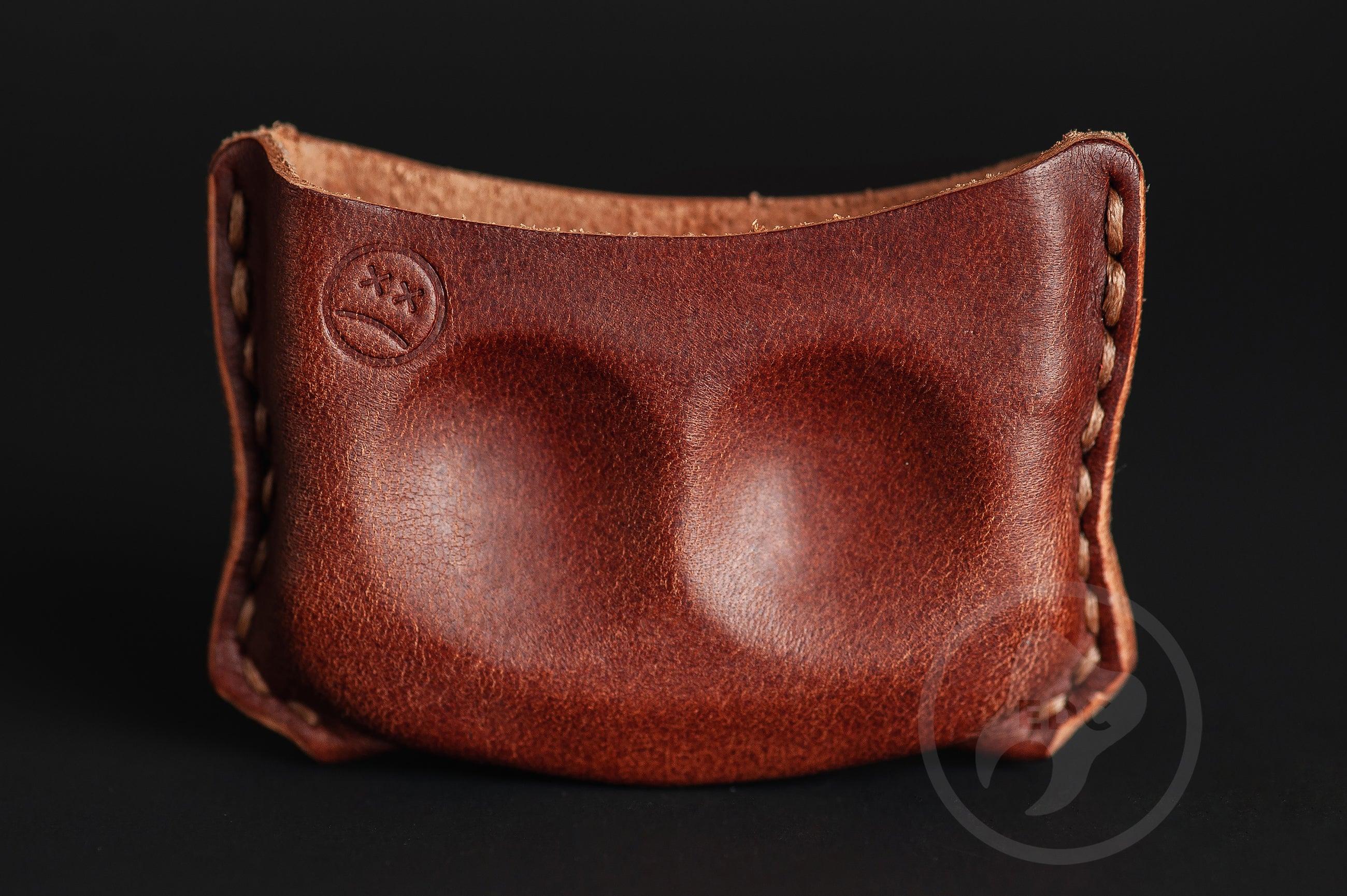 Handmade brown dual-slot leather EDC pocket organizer Series D01 for gear protection by PocketEDC-4