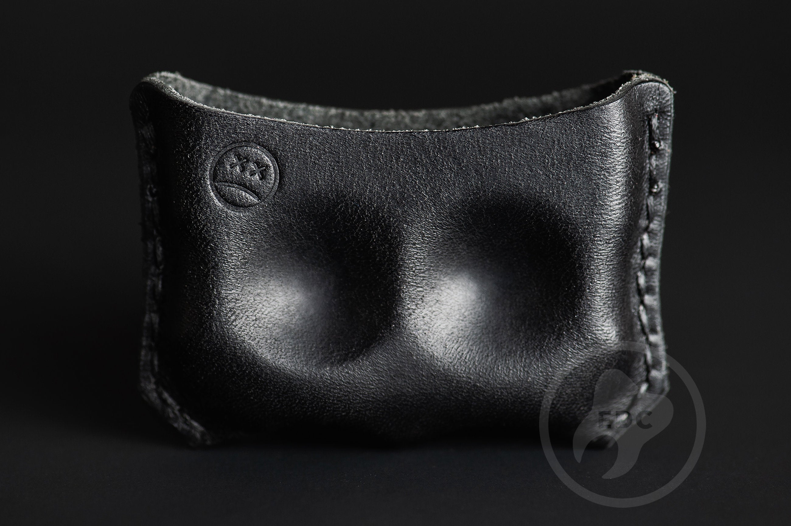 Handmade black dual-slot leather EDC pocket organizer Series D03 for gear protection by PocketEDC