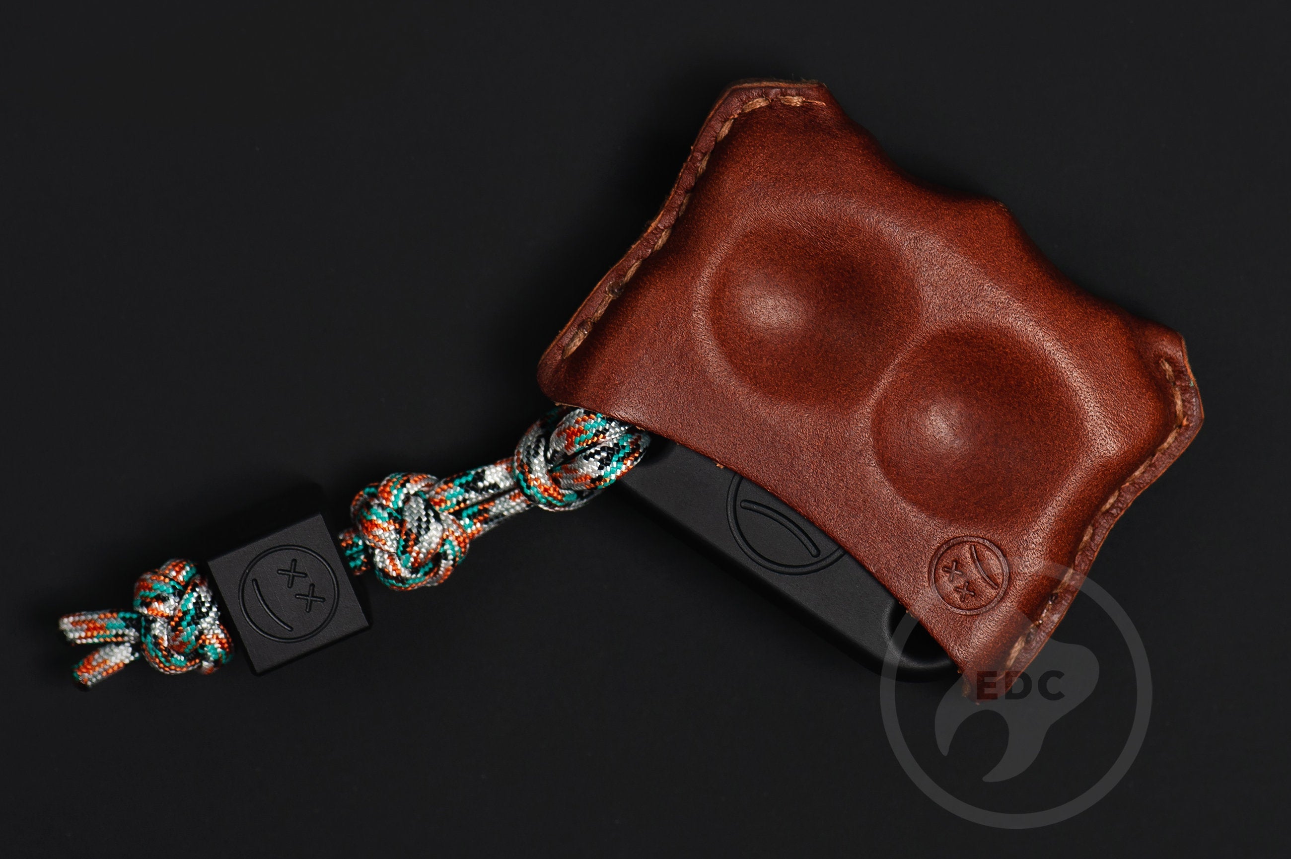 Handmade brown dual-slot leather EDC pocket organizer Series D03 for gear protection by PocketEDC-3