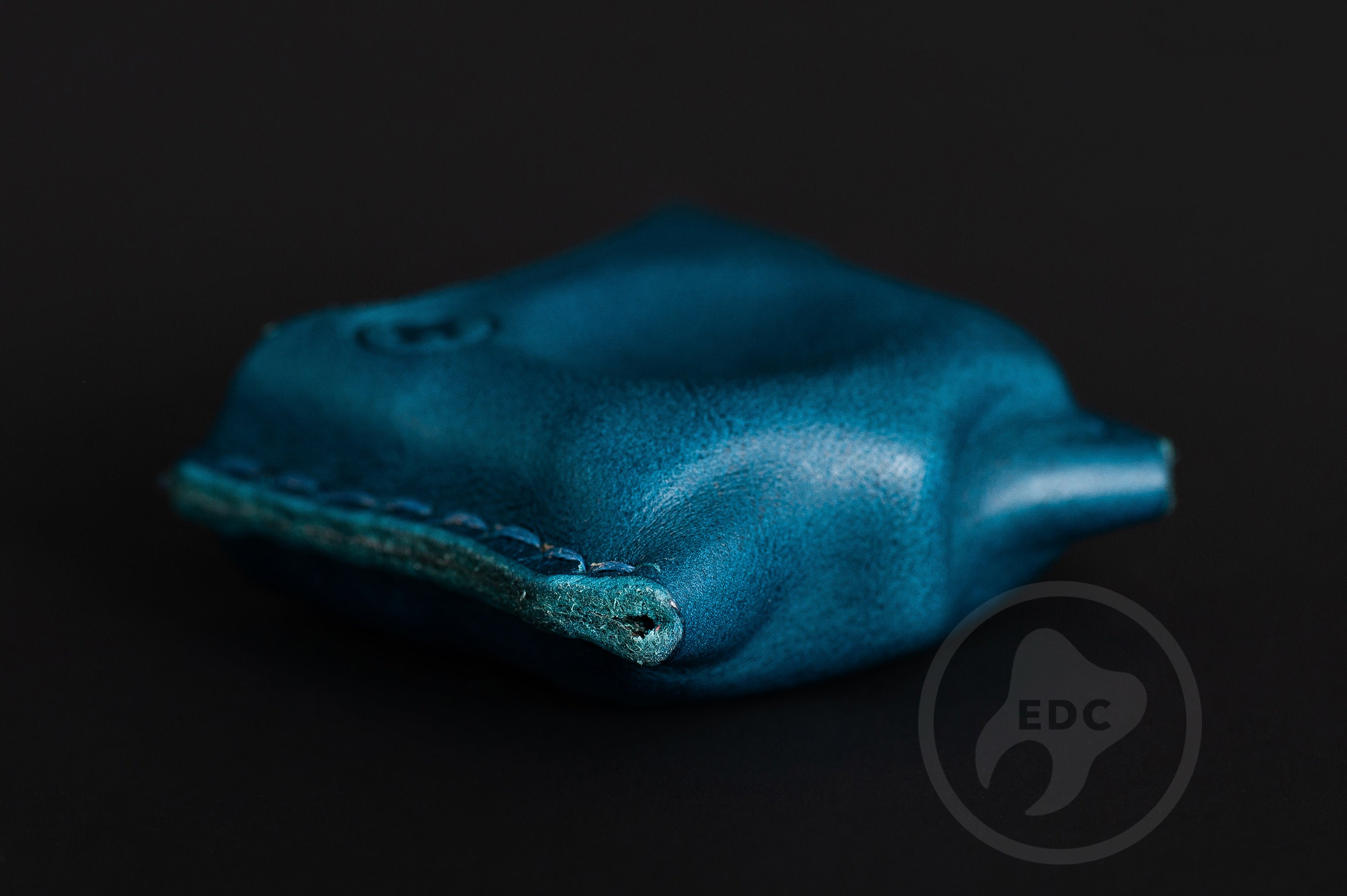 Handmade blue leather EDC pocket organizer Series S03 for gear protection by PocketEDC