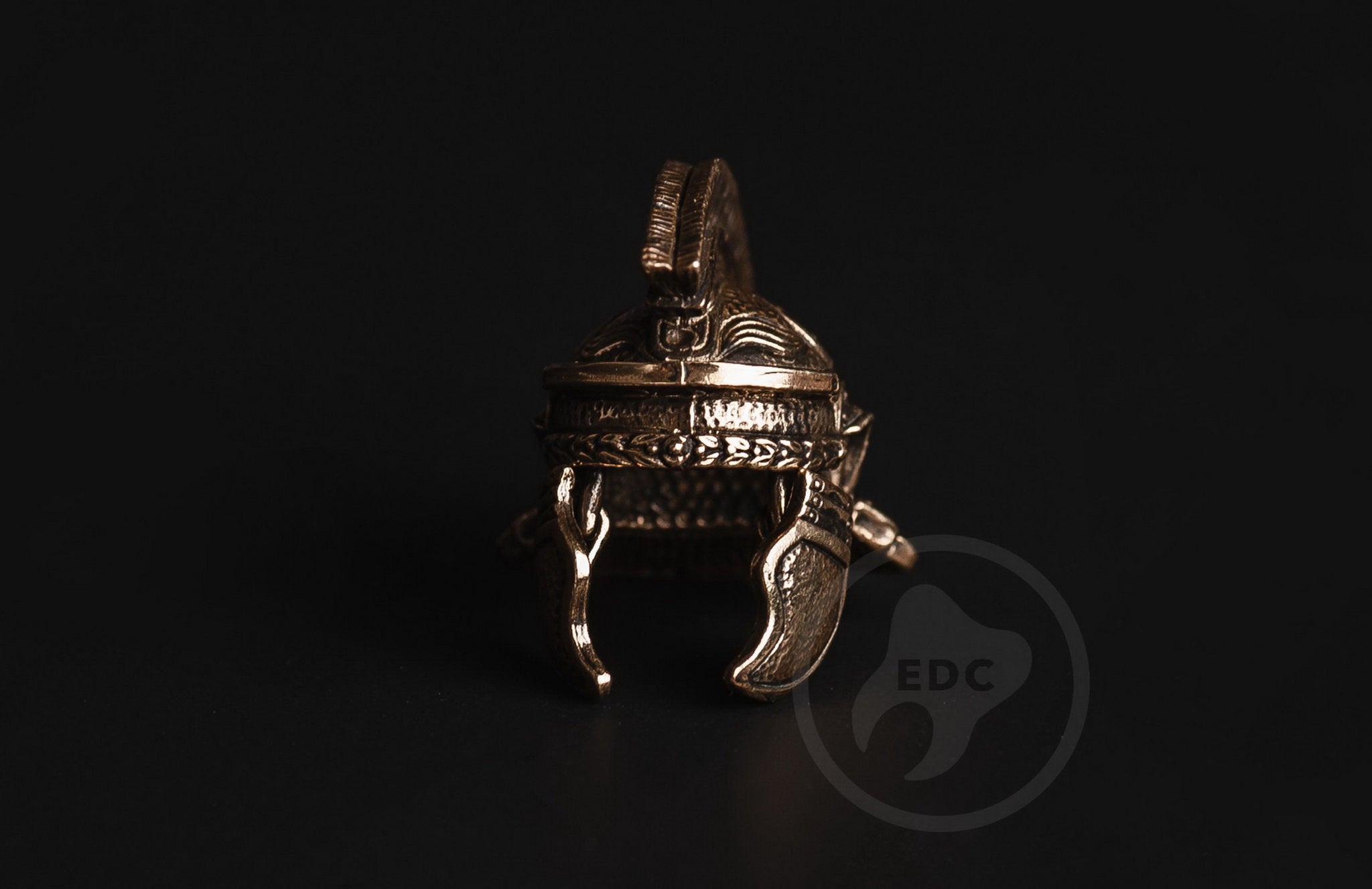 Roman Legionnaire helmet bead woven into a double-strand knife lanyard.