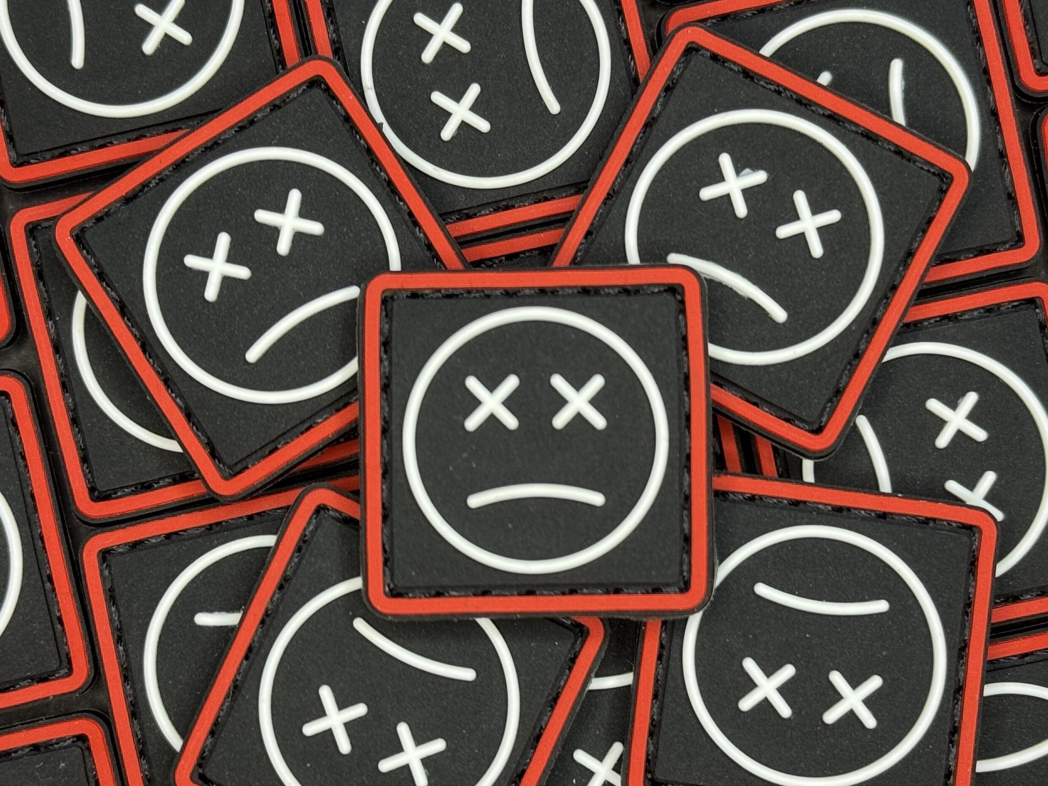 Sad Face Ranger Eye PVC Patch in Black Red and White for EDC gear