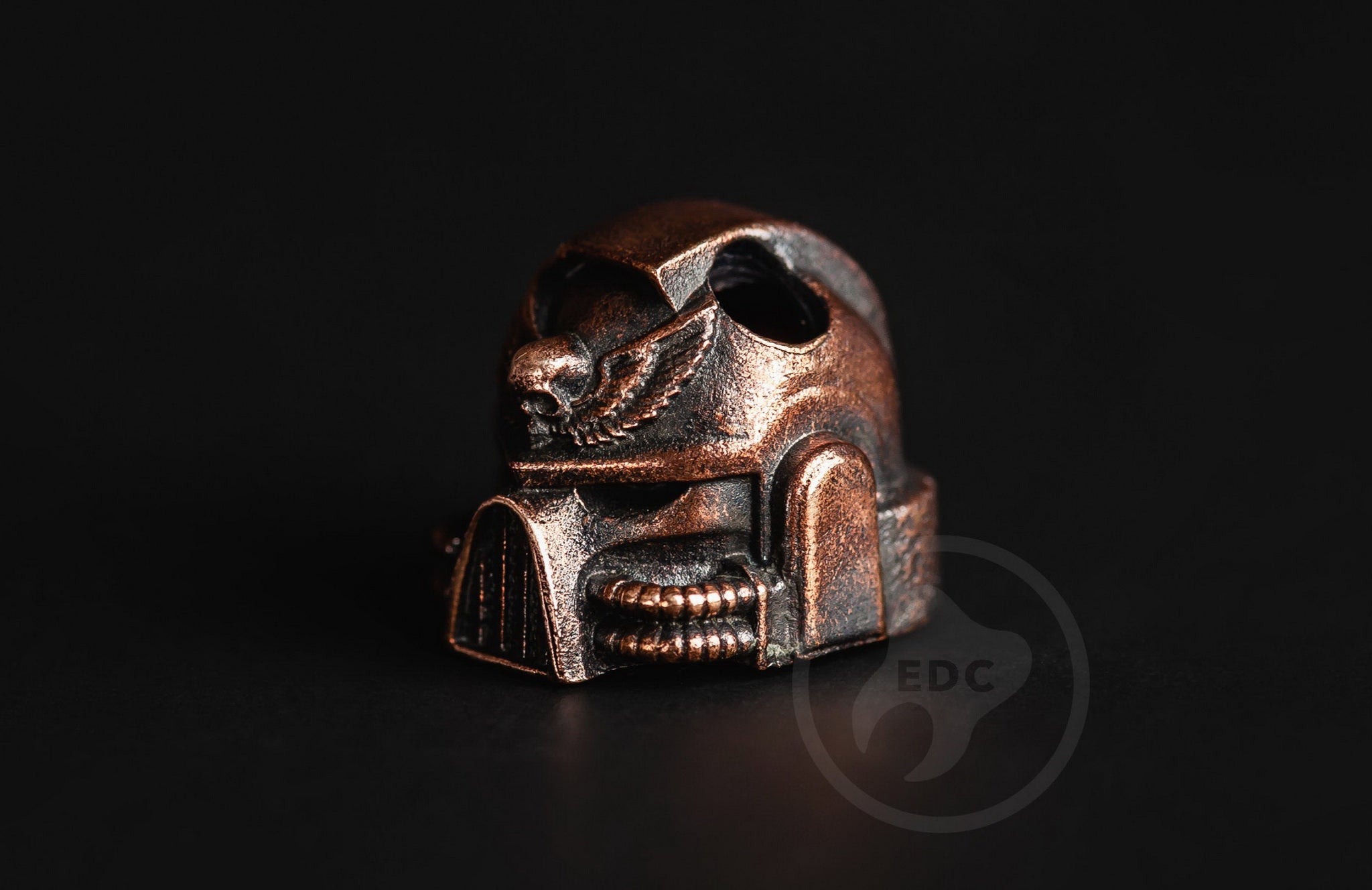 Dual 6mm holes on the Space Marine brass bead for custom paracord lanyard weaves.-1