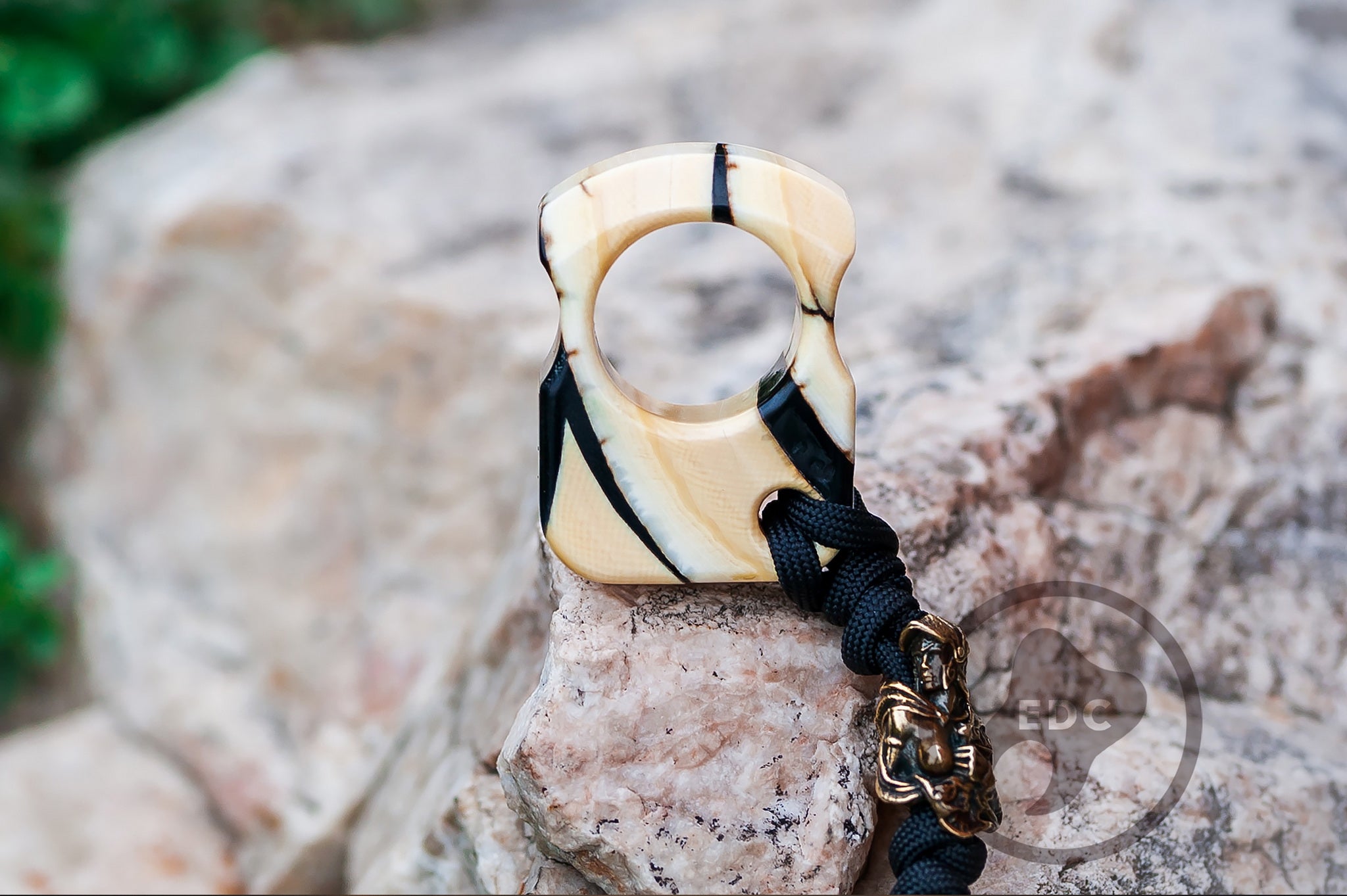 One-of-a-kind mammoth tusk EDC Series S01 tool and brass bead set.-2