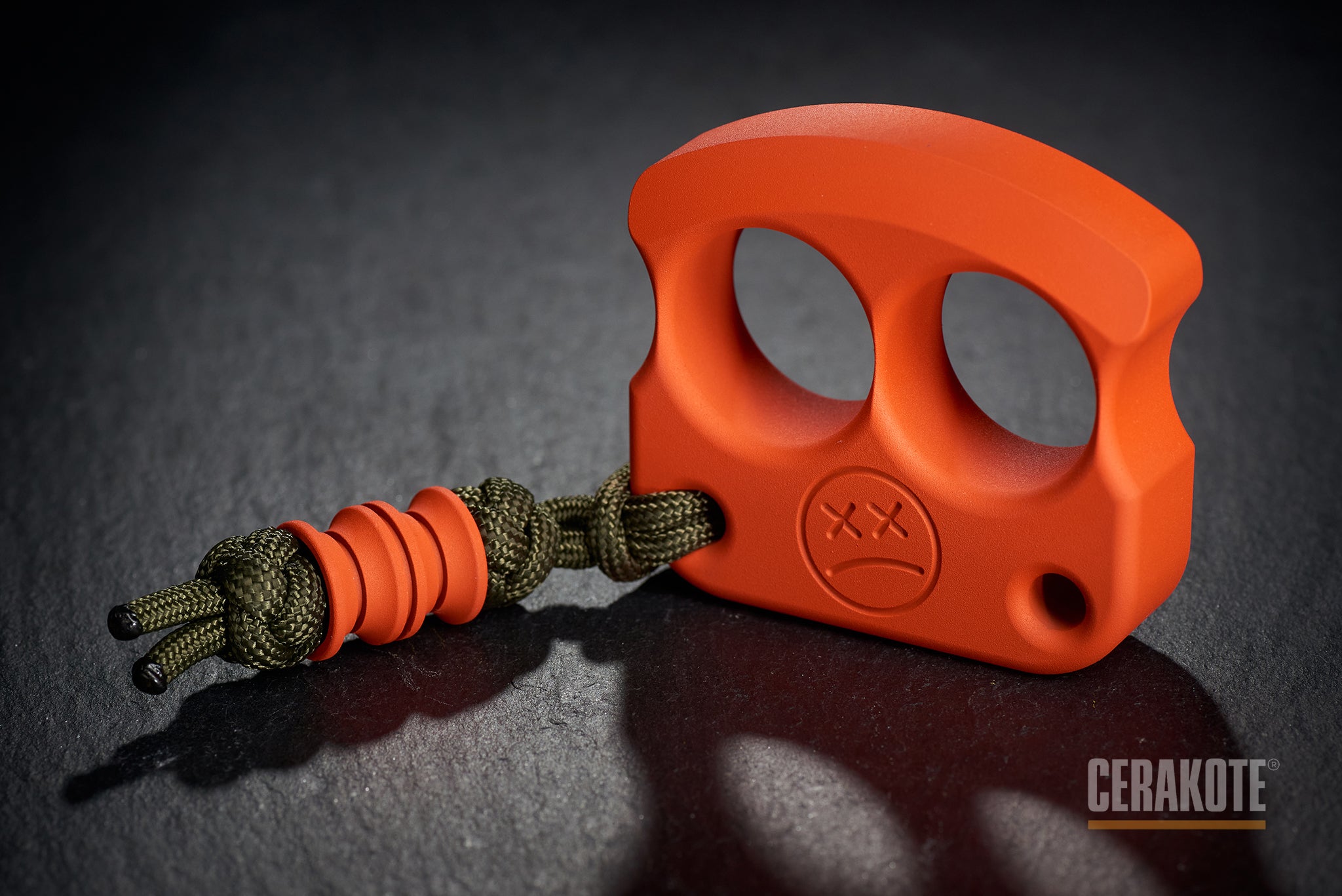 Pocket Art Two Finger Keychain | D01 Hunter Orange Cerakote Aluminum