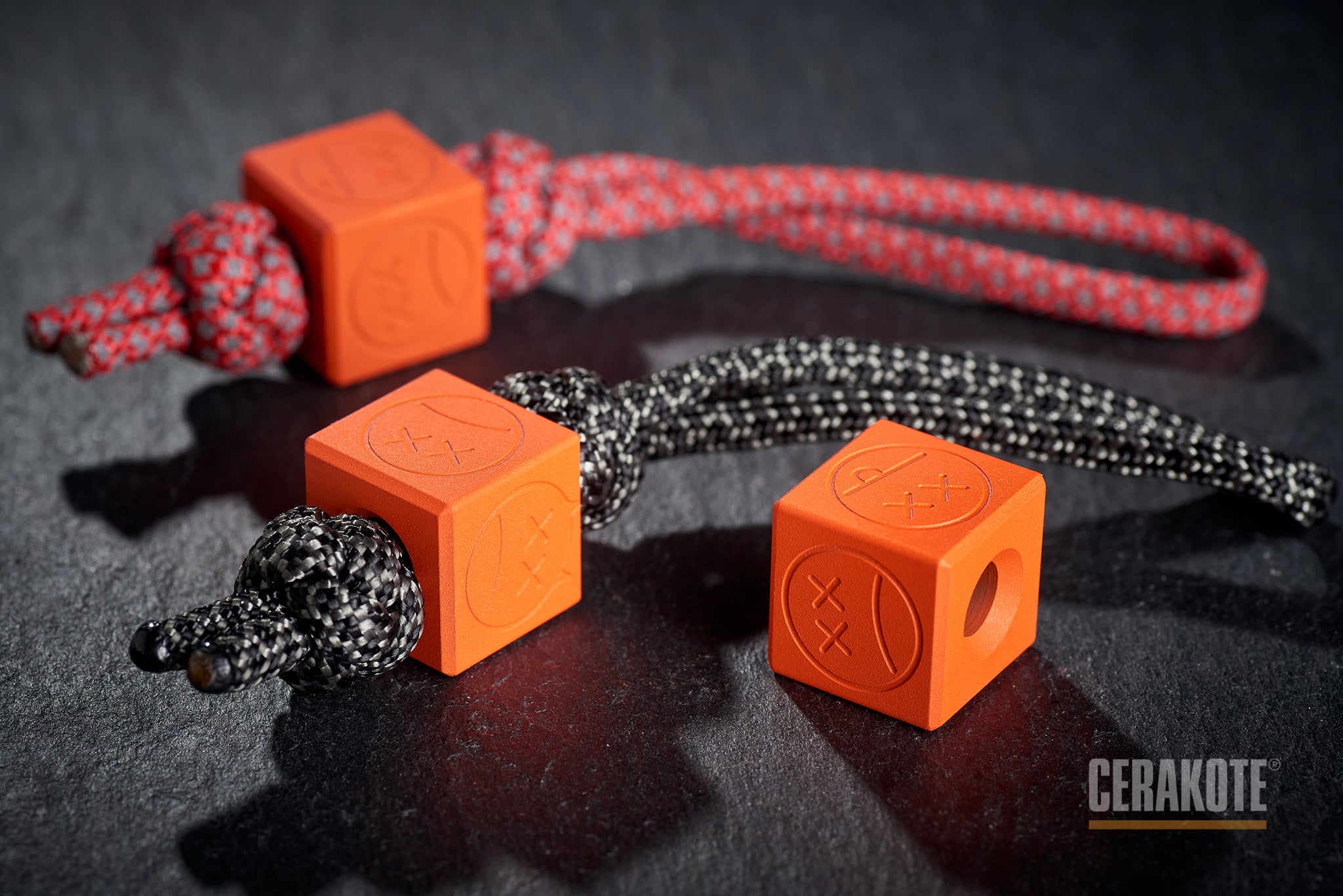 Pocket Art Two Finger Keychain | D01 Hunter Orange Cerakote Aluminum