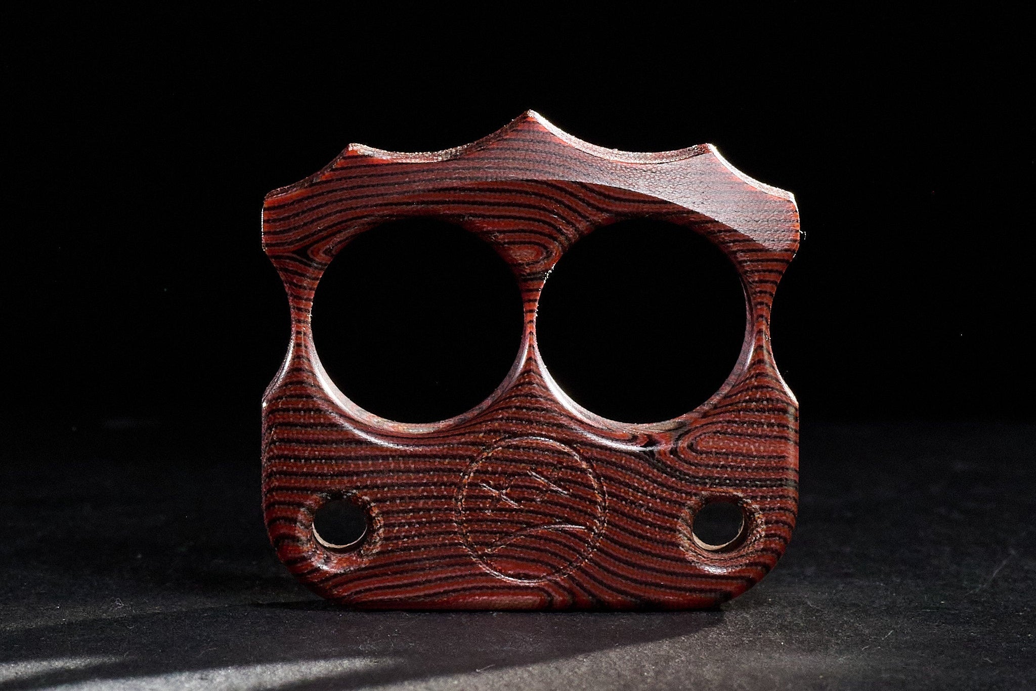 Pocket Art 2 Finger Keychain | D03 Eco Wood Red Micarta