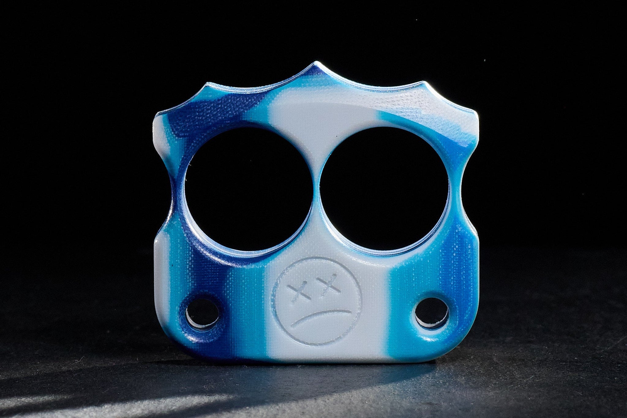 Pocket Art Two Finger Keychain | D03 White Blue Micarta