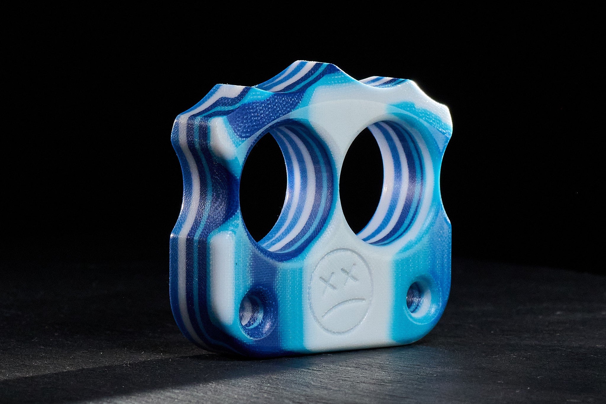 Pocket Art Two Finger Keychain | D03 White Blue Micarta