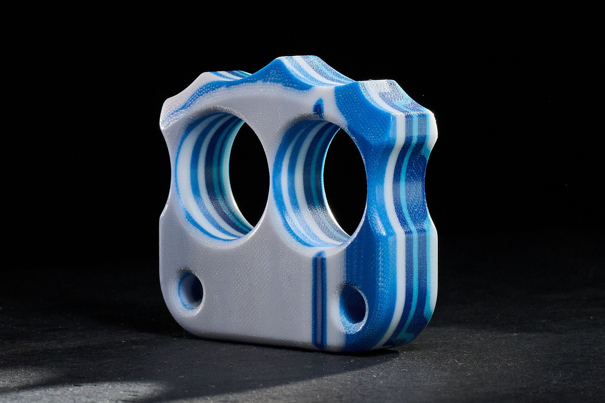 Pocket Art Two Finger Keychain | D03 White Blue Micarta