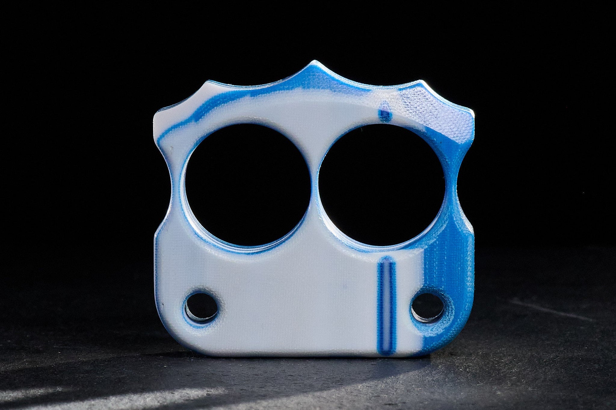 Pocket Art Two Finger Keychain | D03 White Blue Micarta