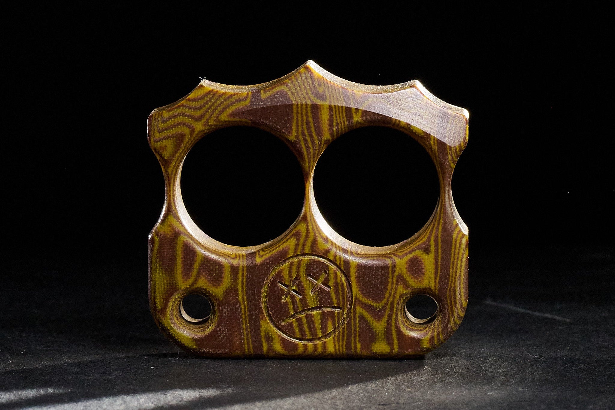 Pocket Art Two Finger Keychain | D03 Yellow Brown Micarta