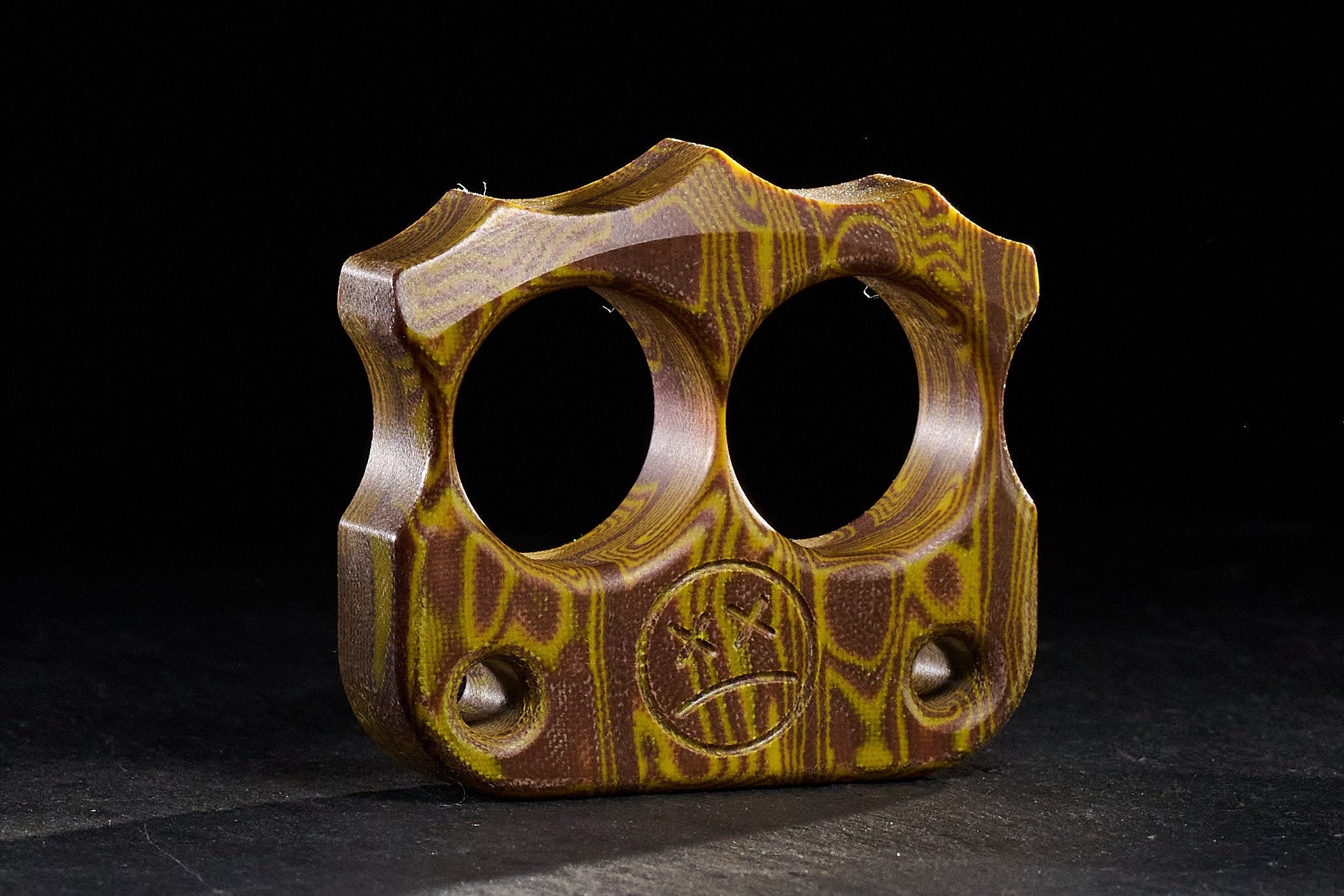 Pocket Art Two Finger Keychain | D03 Yellow Brown Micarta