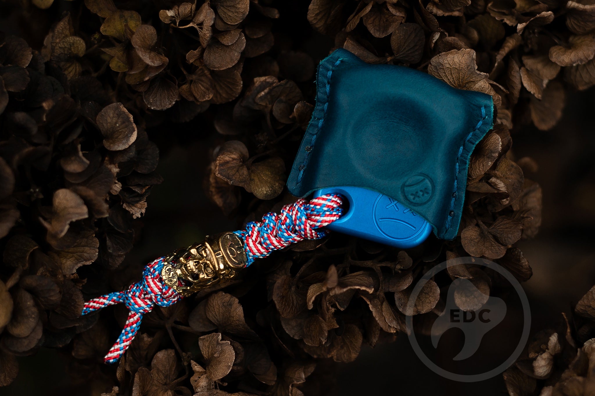 Pocket Art Everyday Carry Set | S01 Blue Anodizing & Confederate Skull Bead