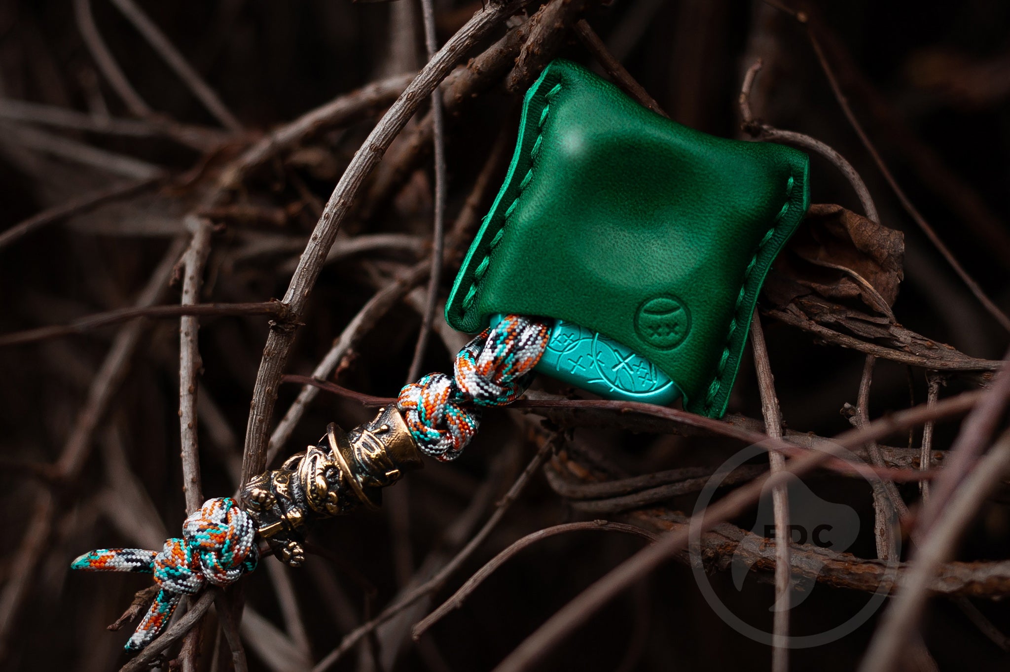 Pocket Art Everyday Carry Set | S02 Teal Sad Face Stamp & Cheshire Cat Bead