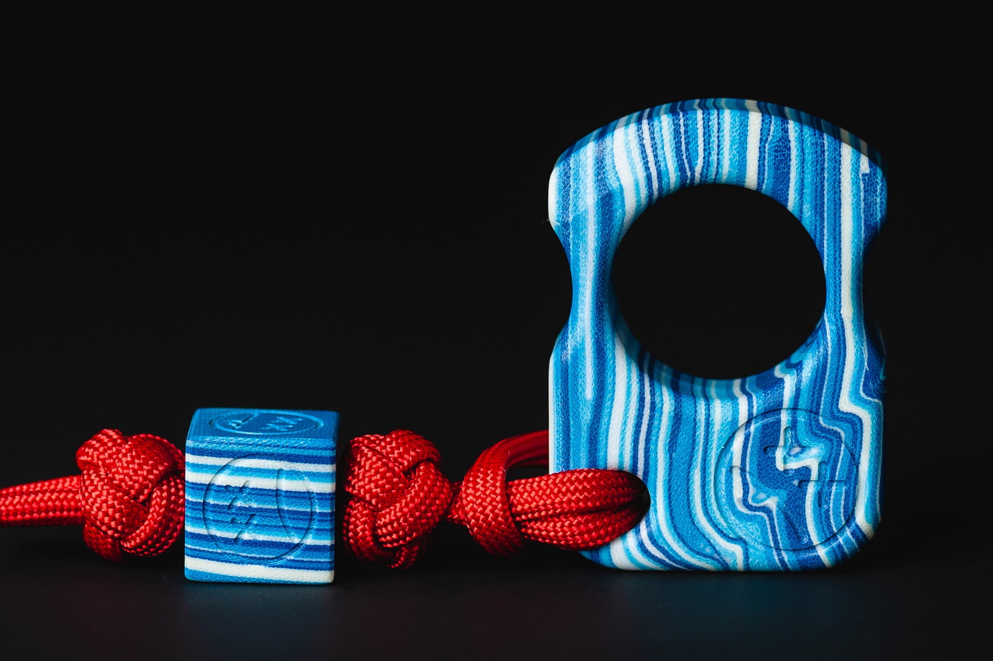 Pocket Art Everyday Carry Set | S01 Blue White Micarta & Lanyard Bead