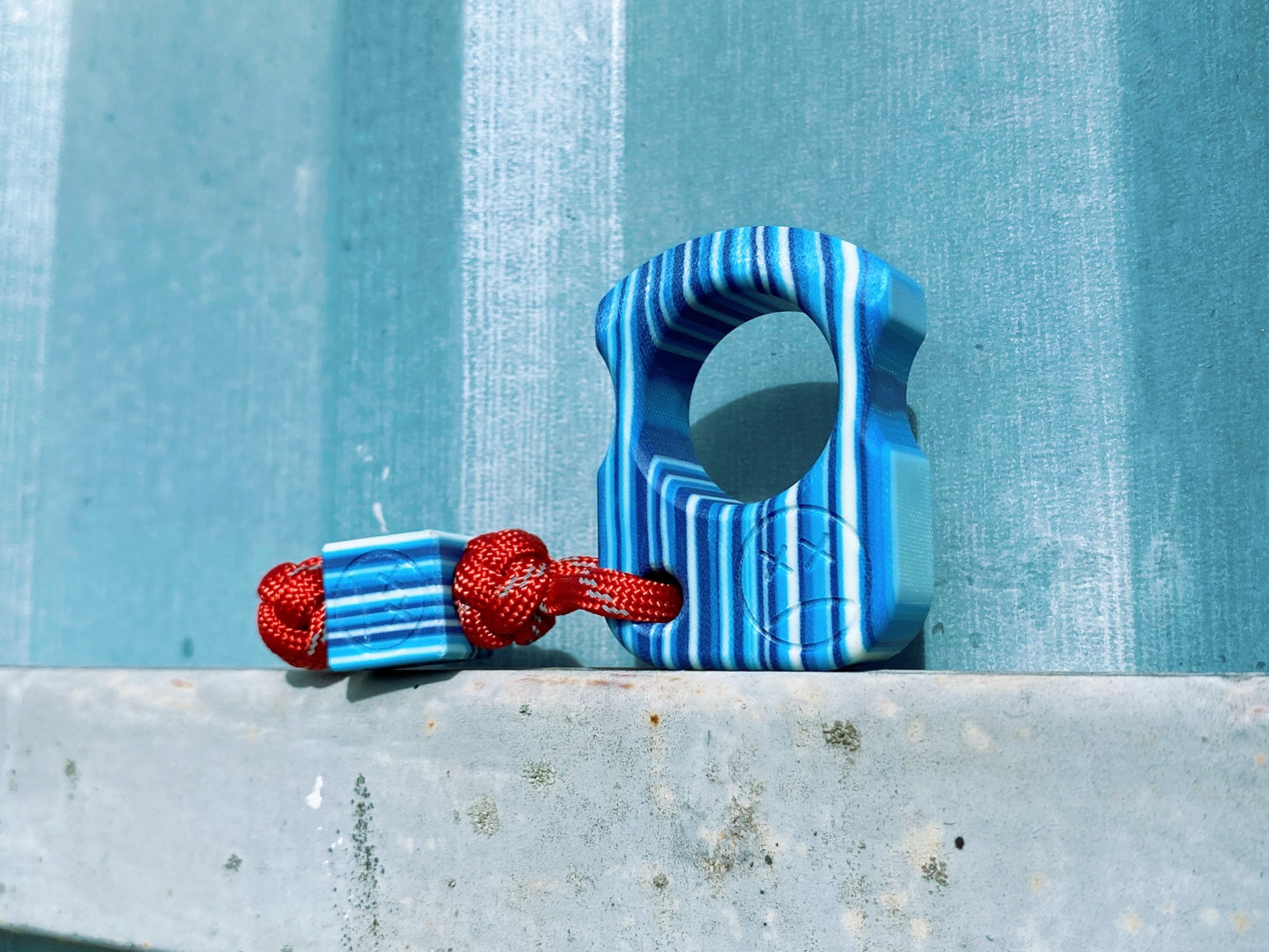 Pocket Art Everyday Carry Set | S01 Blue White Micarta & Lanyard Bead