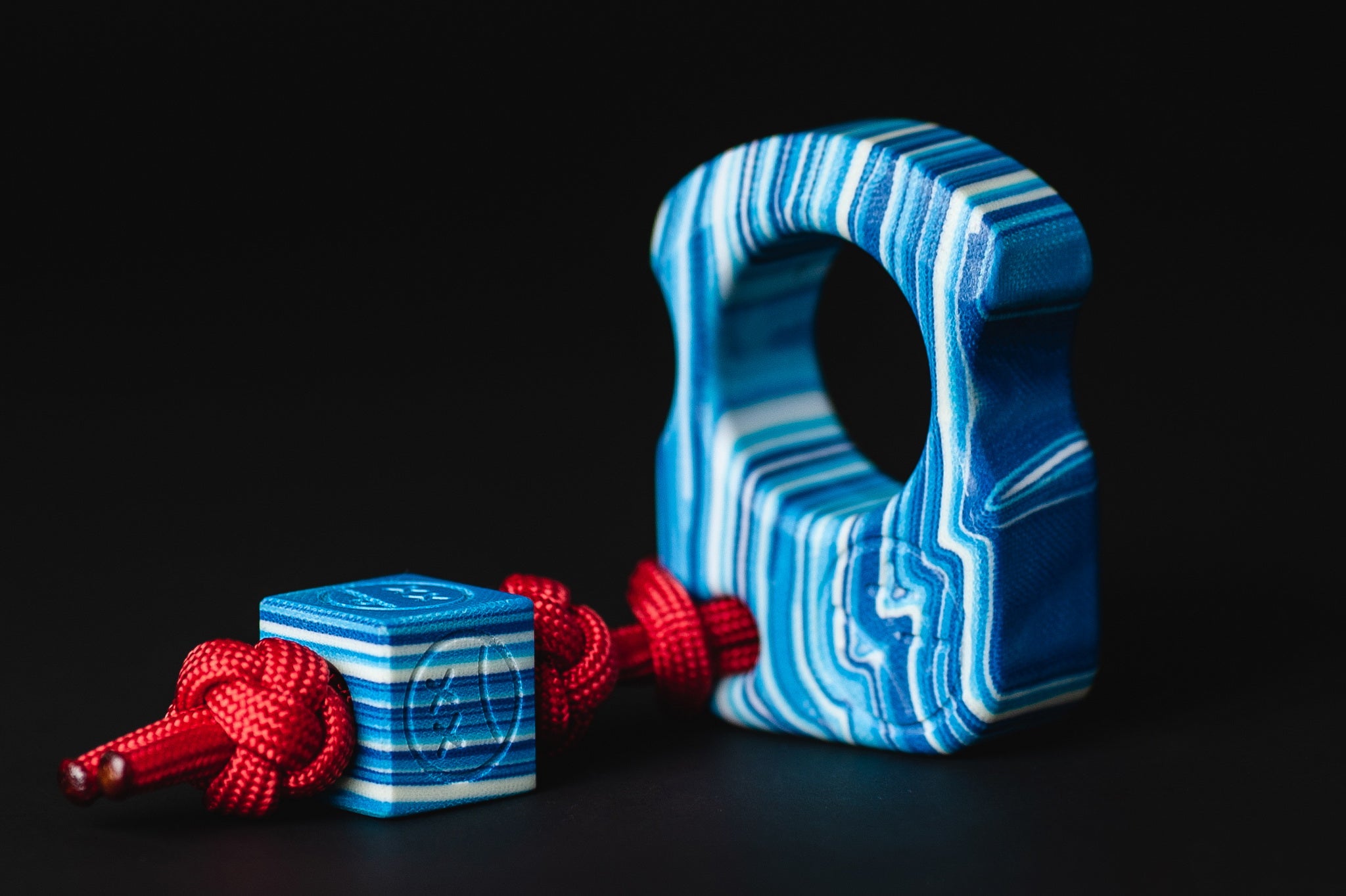 Pocket Art Everyday Carry Set | S01 Blue White Micarta & Lanyard Bead
