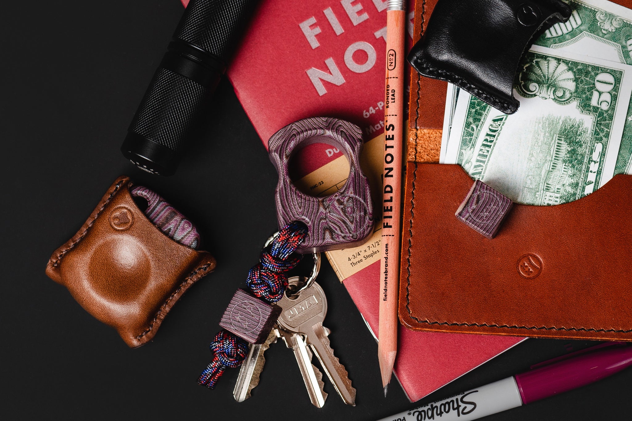 Pocket Art Everyday Carry Tool | S01 Purple Eco Wood Micarta