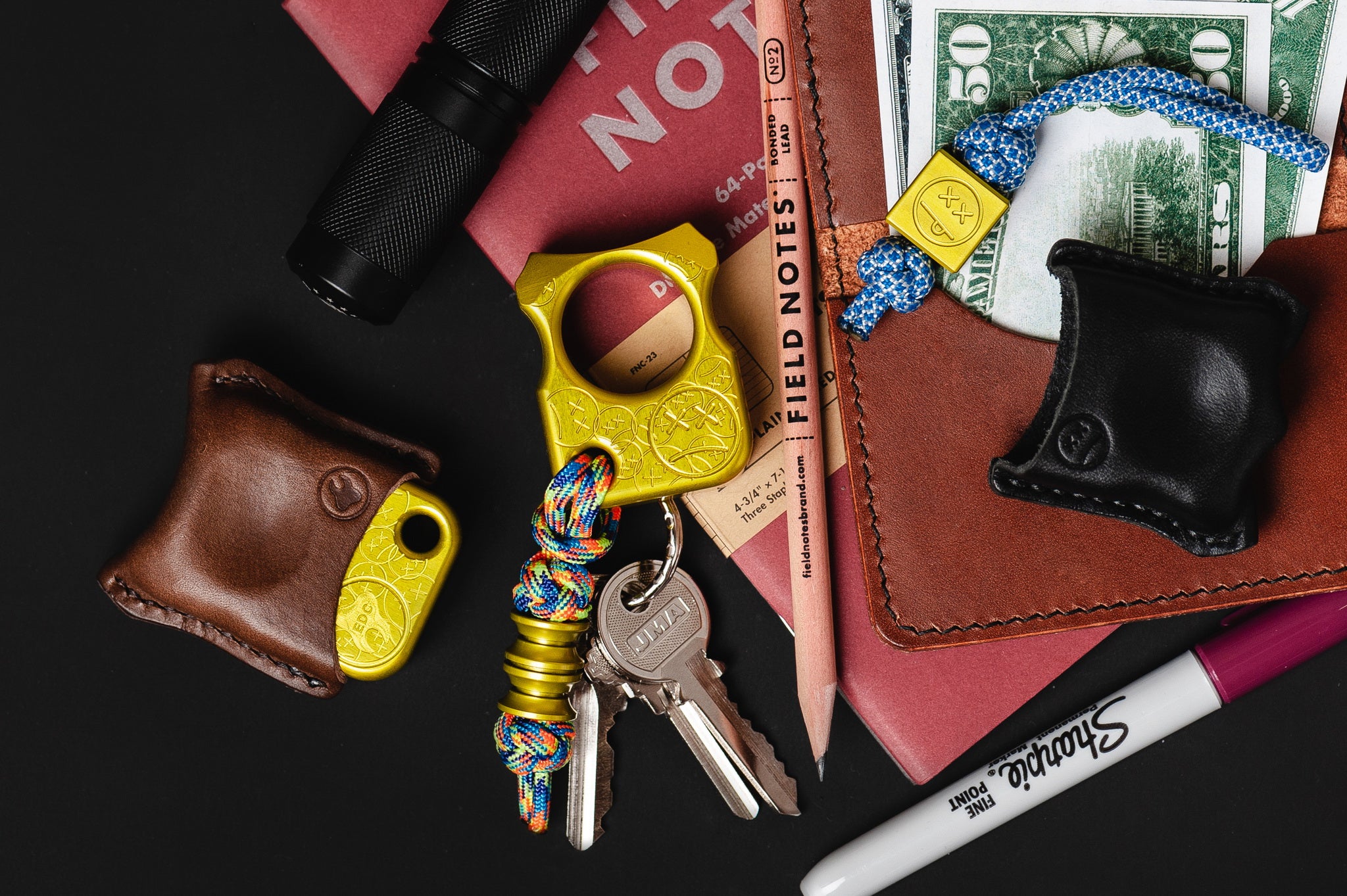 Pocket Art Minimalist EDC S02 Sad Face Stamp | Yellow Anodized