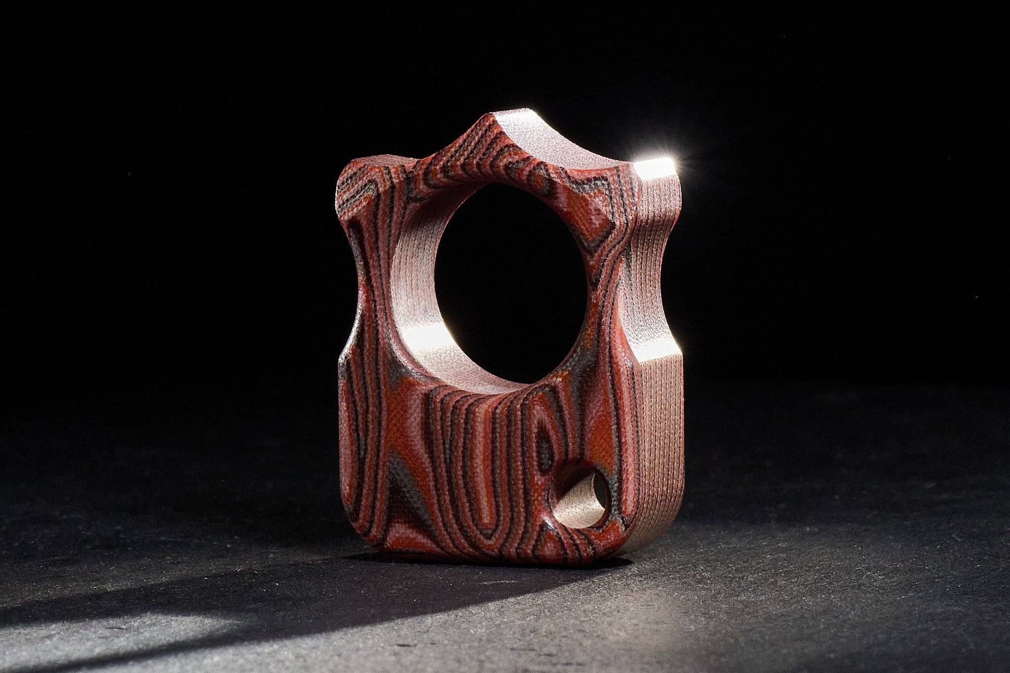Pocket Art Single Finger Keychain | S03 Eco Wood Red Micarta Artifact
